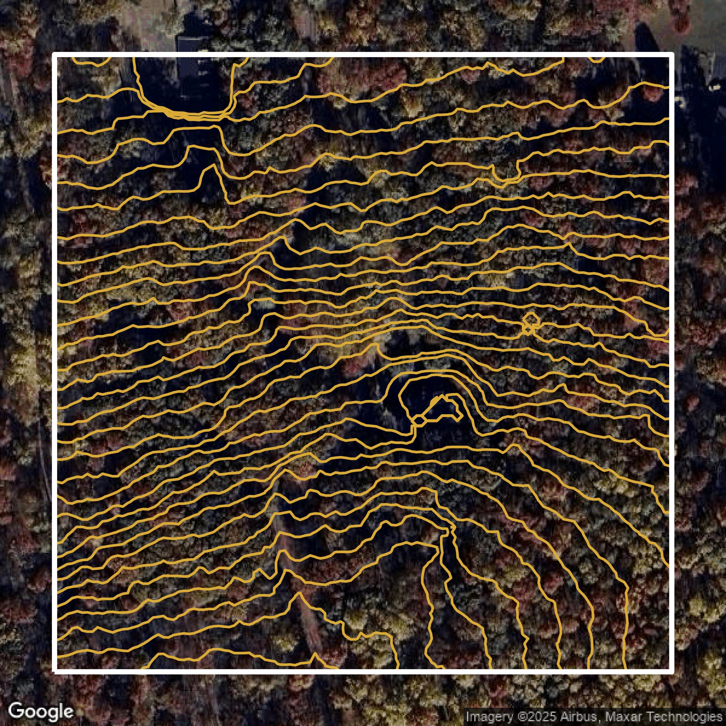This image shows a contour map in Bucks County created using GIS data in Equator.