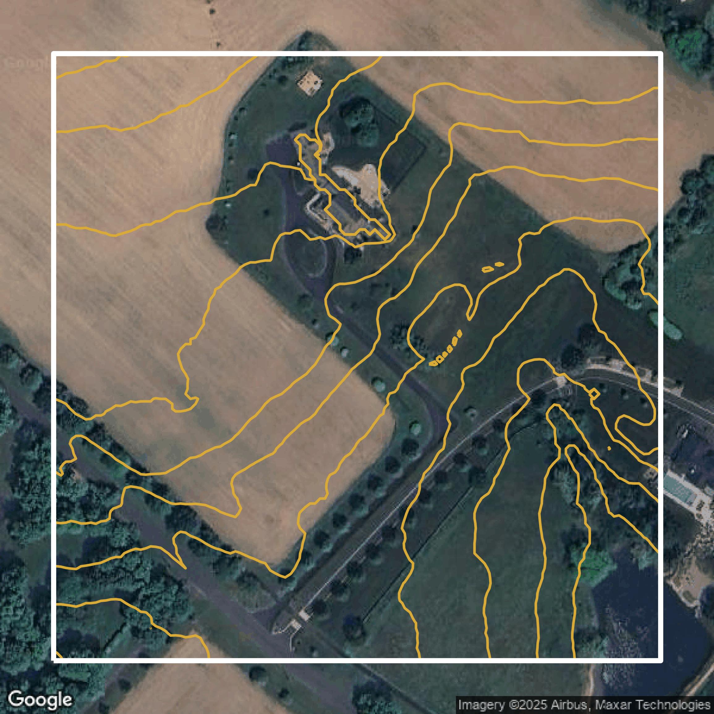 This image shows a contour map in Bucks County created using GIS data in Equator.