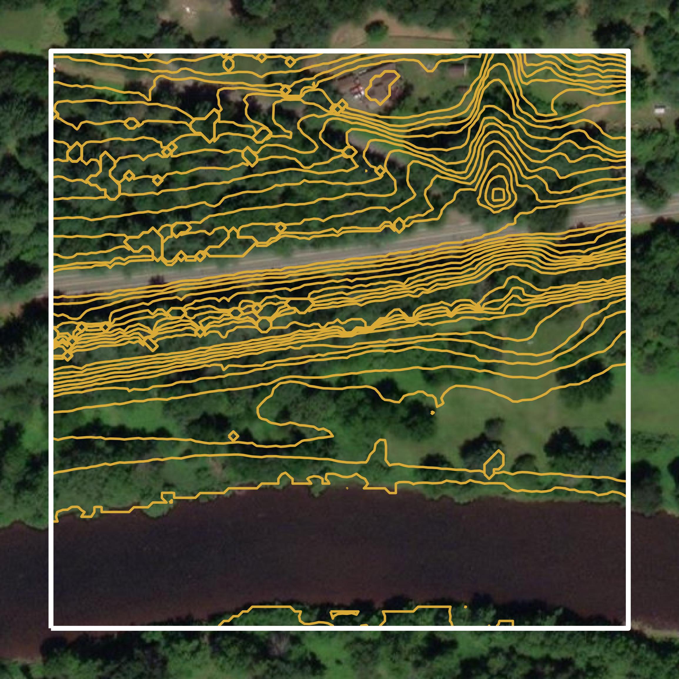 This image shows a contour map in Cameron County created using GIS data in Equator.