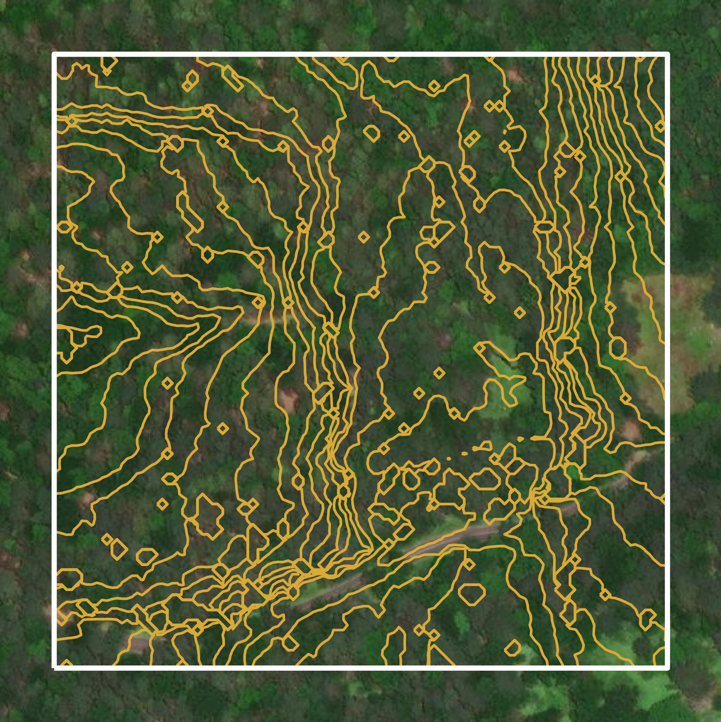 This image shows a contour map in Carbon County created using GIS data in Equator.