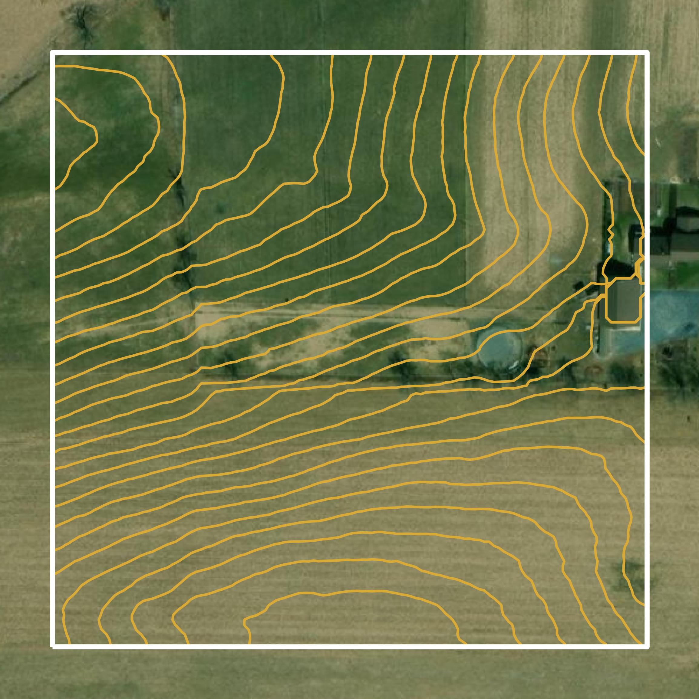 This image shows a contour map in Centre County created using GIS data in Equator.