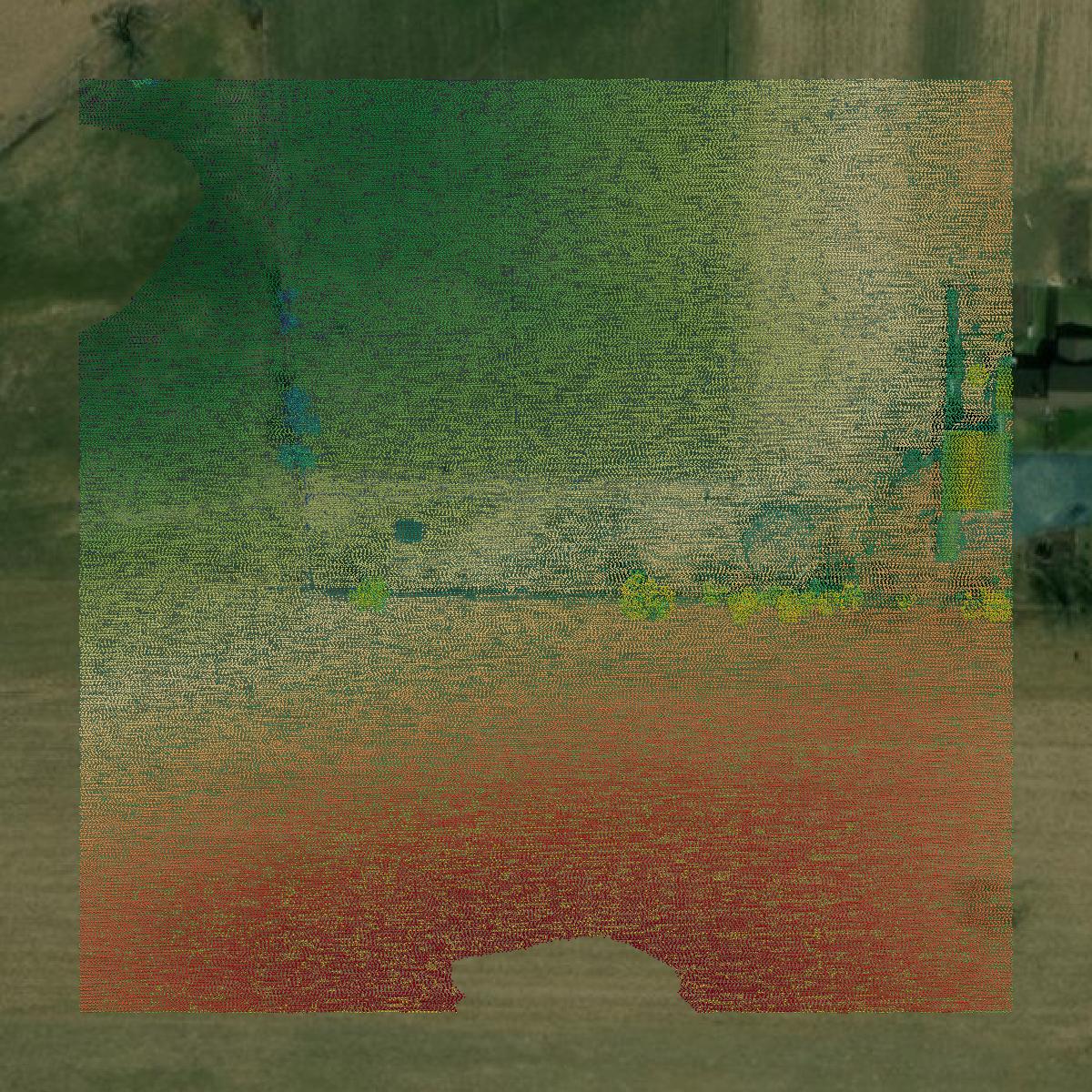 This image shows a LiDAR point cloud in Centre County created using GIS data in Equator.