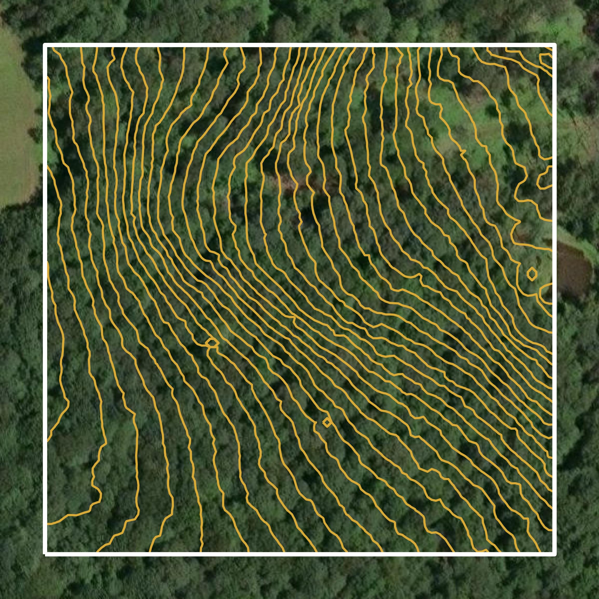 This image shows a contour map in Columbia County created using GIS data in Equator.