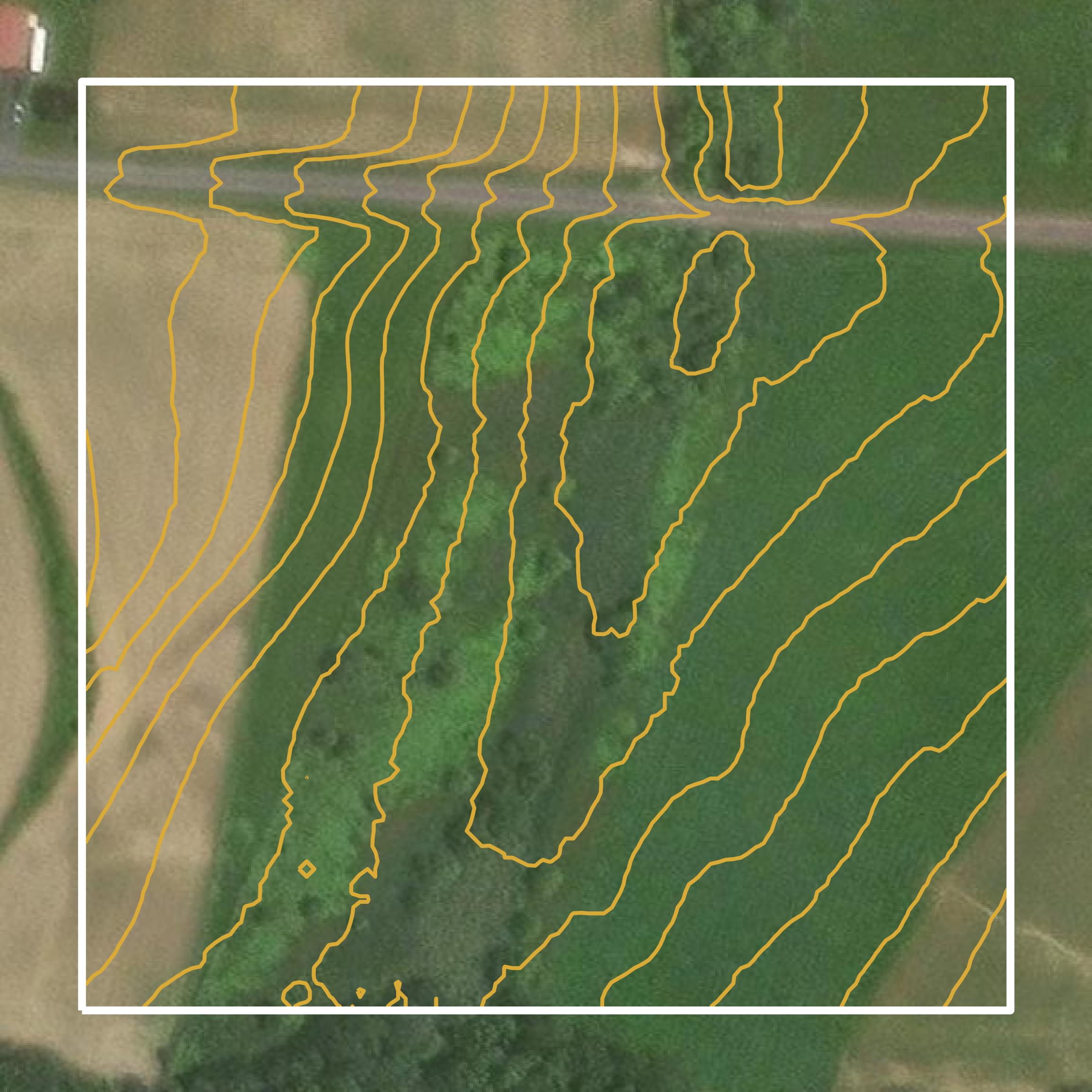 This image shows a contour map in Columbia County created using GIS data in Equator.