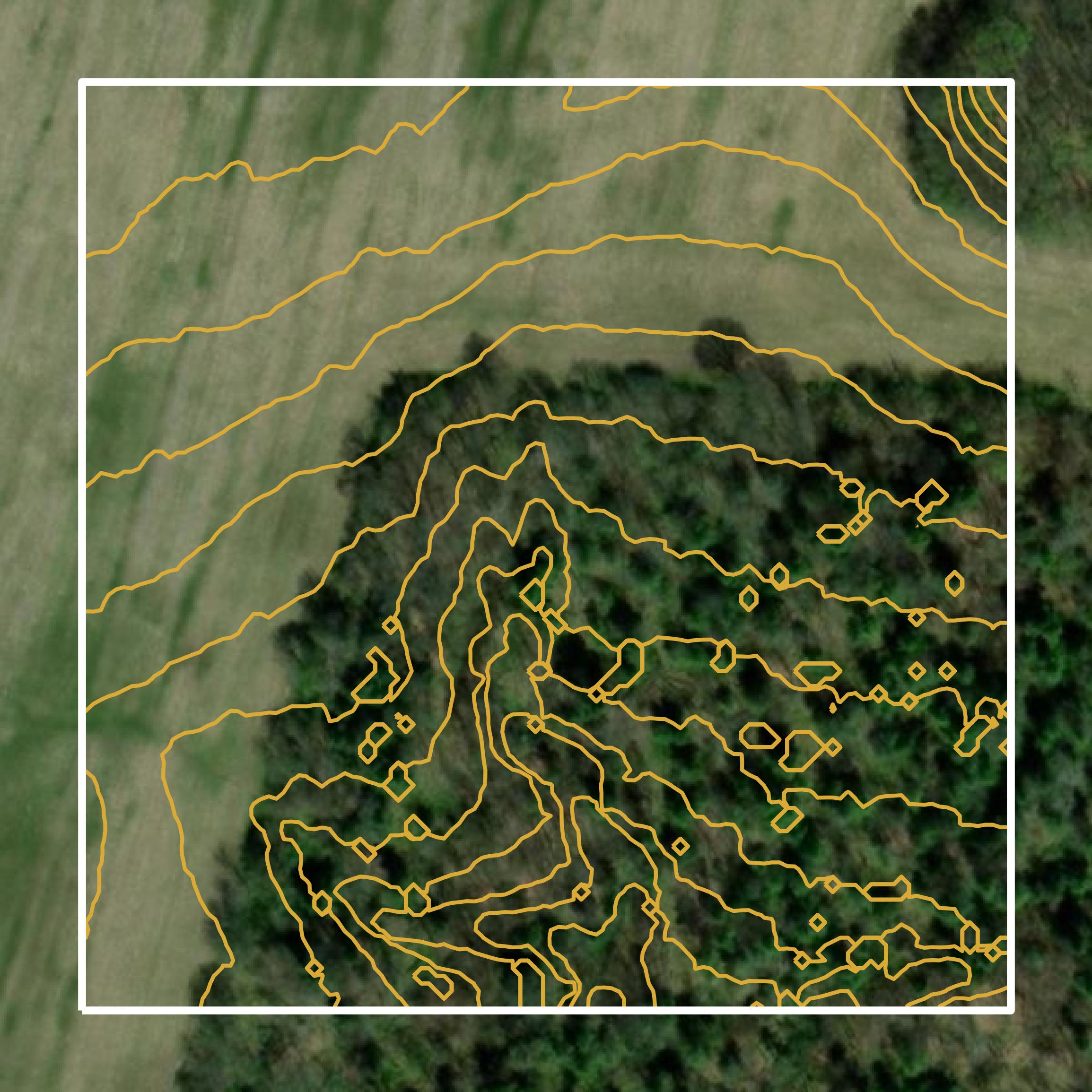 This image shows a contour map in Crawford County created using GIS data in Equator.
