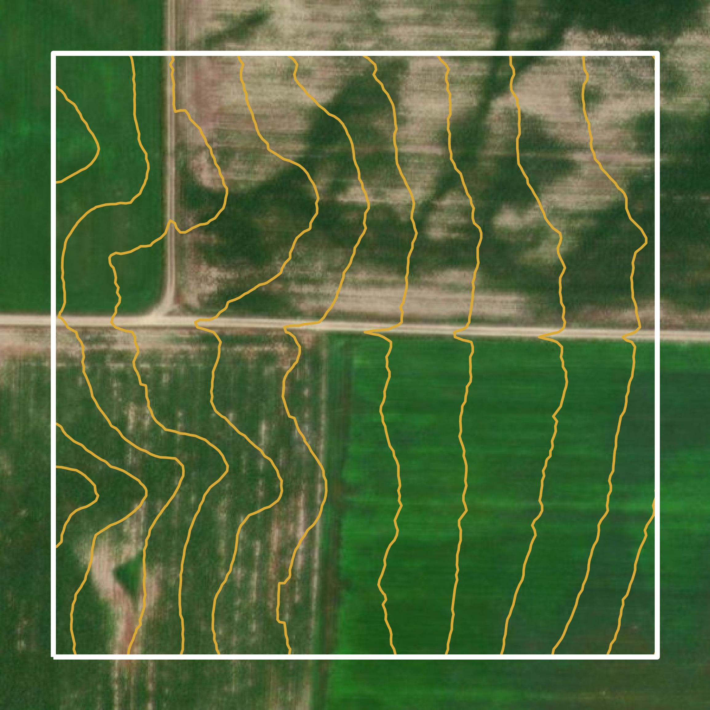 This image shows a contour map in Crawford County created using GIS data in Equator.