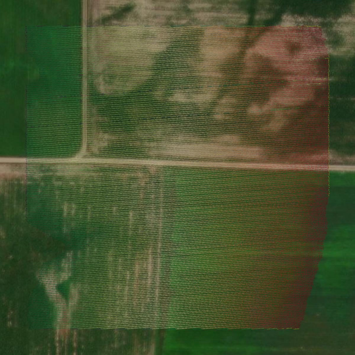 This image shows a LiDAR point cloud in Crawford County created using GIS data in Equator.