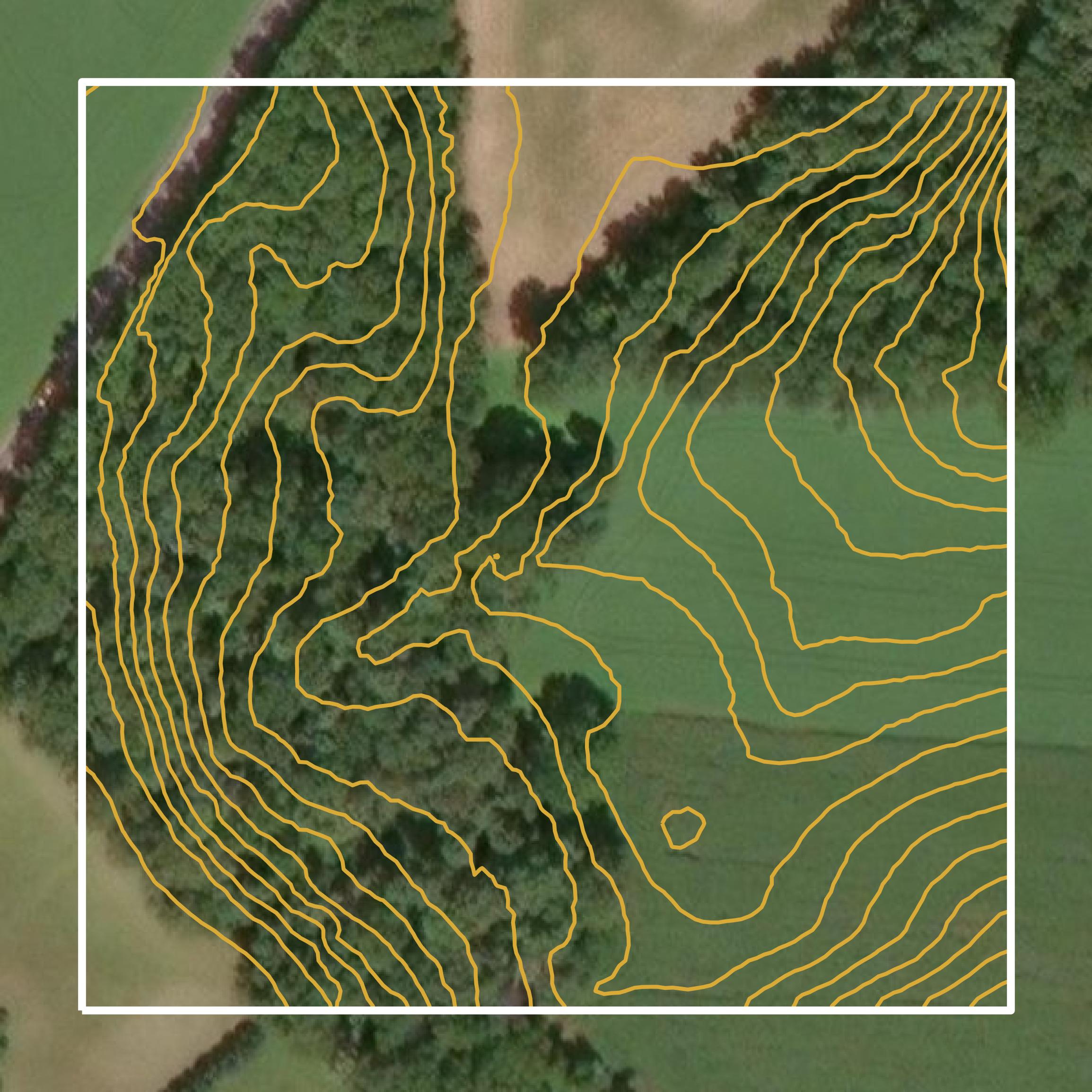 This image shows a contour map in Cumberland County created using GIS data in Equator.
