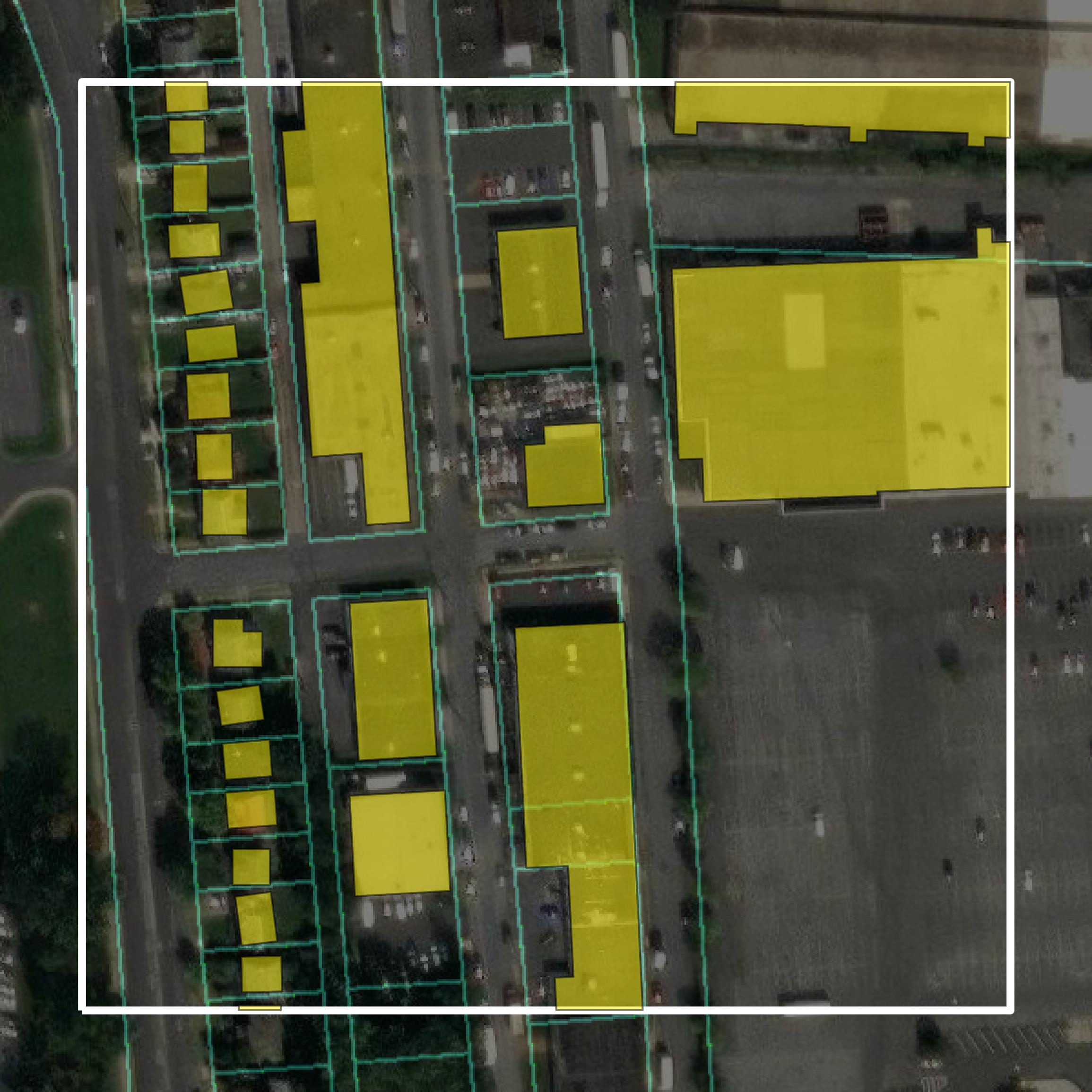 This image shows parcel and building data in Dauphin County created using GIS data in Equator.