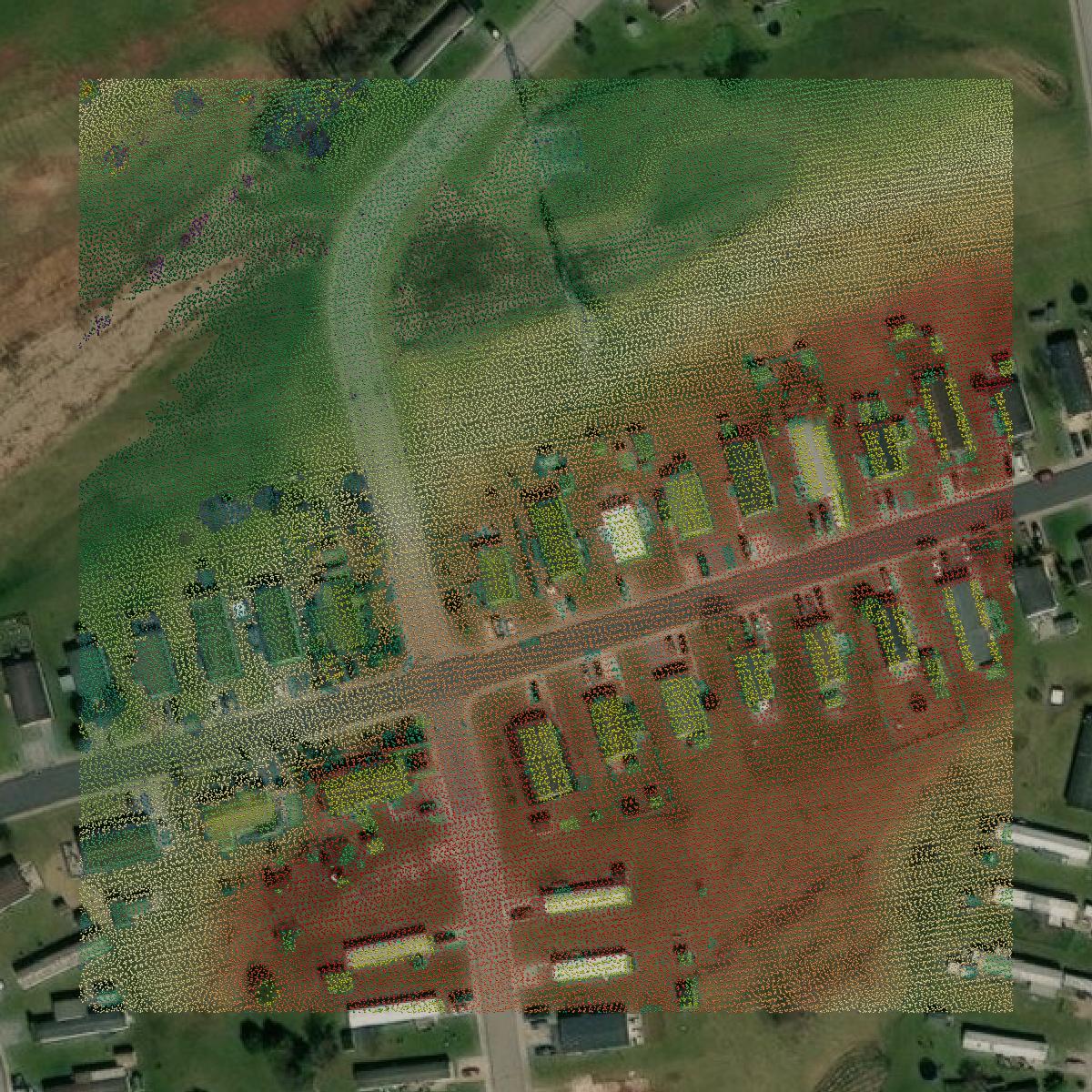 This image shows a LiDAR point cloud in Dauphin County created using GIS data in Equator.