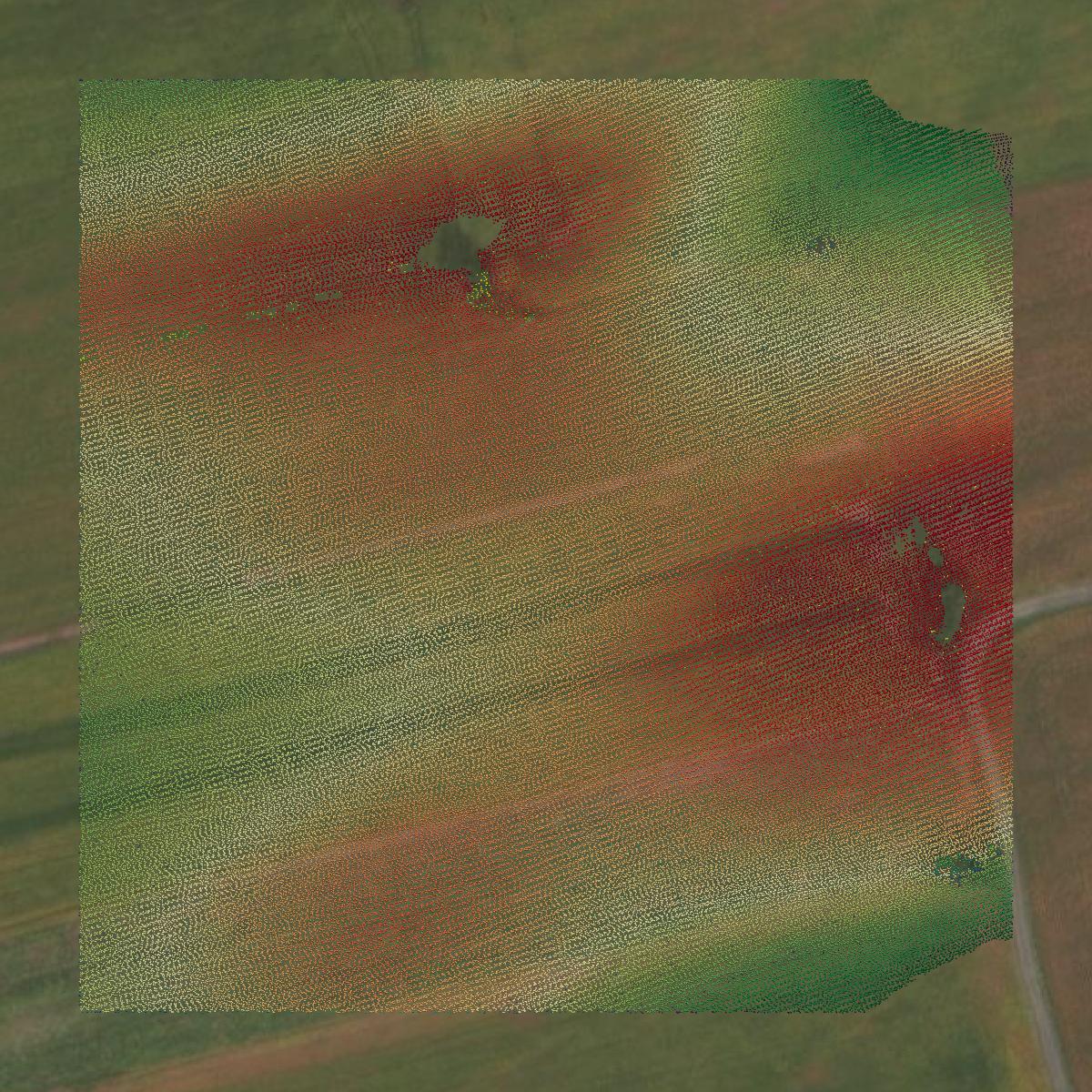 This image shows a LiDAR point cloud in Dauphin County created using GIS data in Equator.