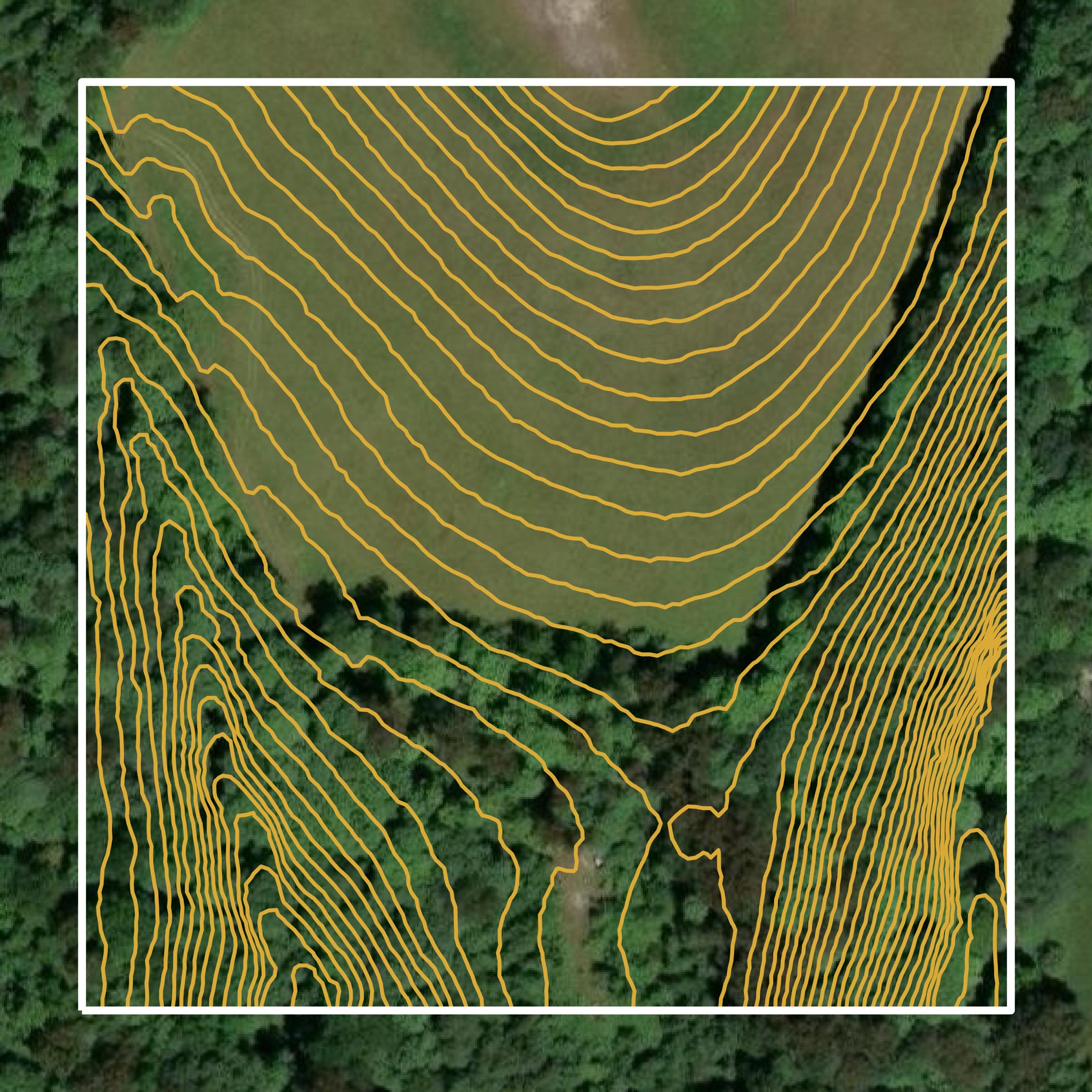 This image shows a contour map in Fayette County created using GIS data in Equator.