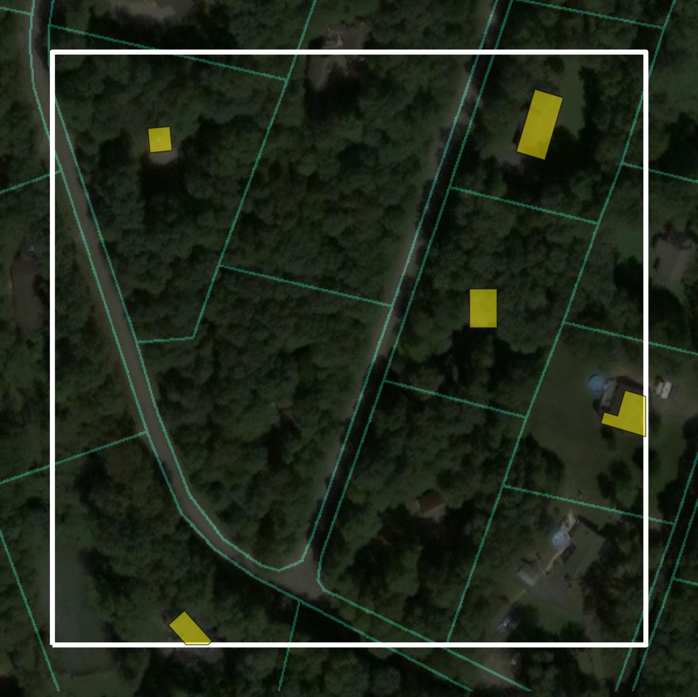 This image shows parcel and building data in Fayette County created using GIS data in Equator.