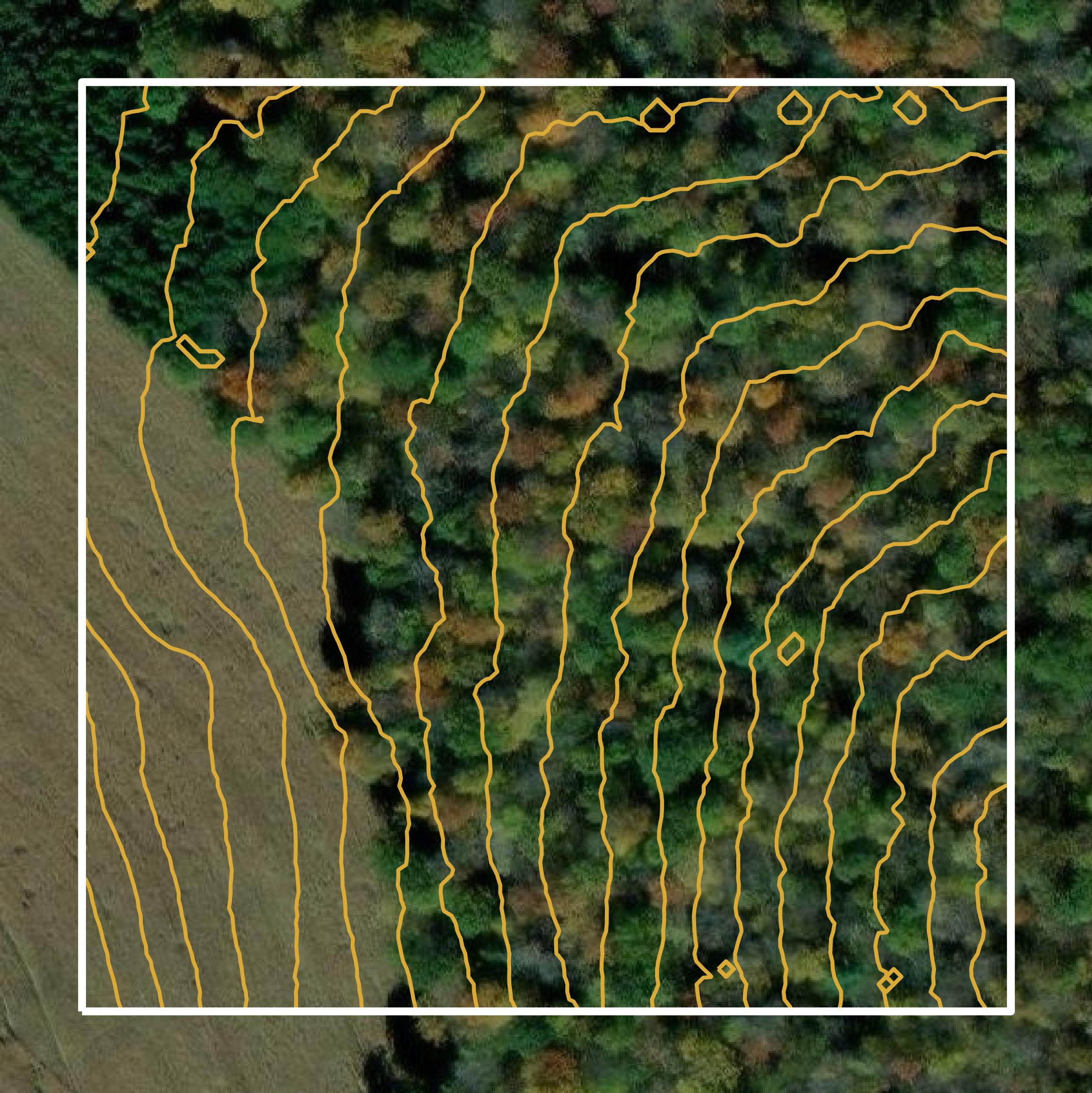 This image shows a contour map in Forest County created using GIS data in Equator.