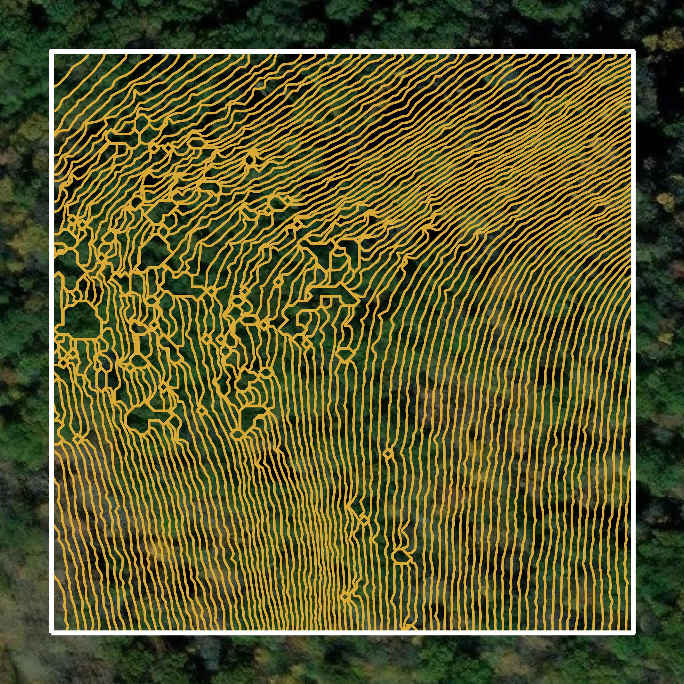 This image shows a contour map in Forest County created using GIS data in Equator.