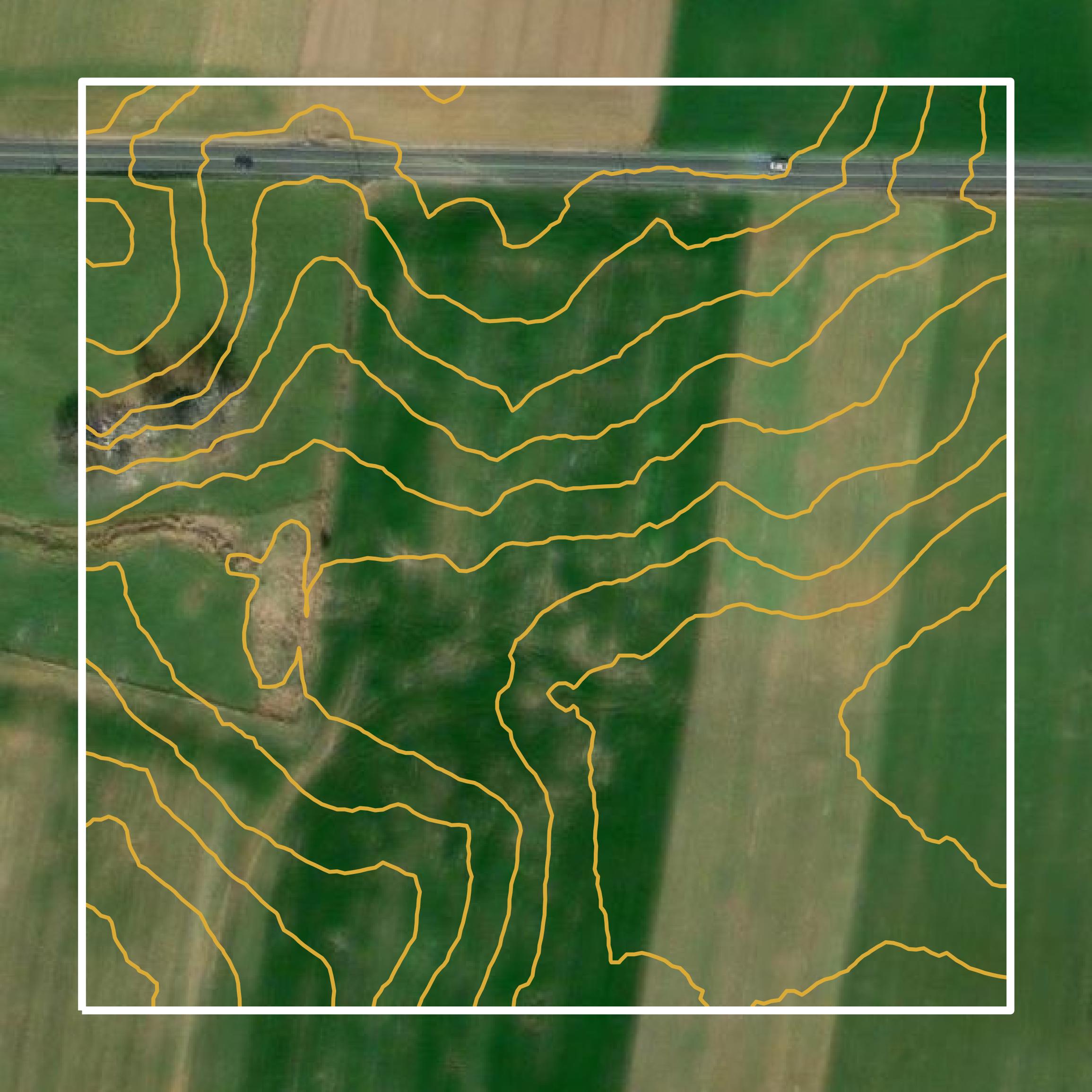This image shows a contour map in Franklin County created using GIS data in Equator.