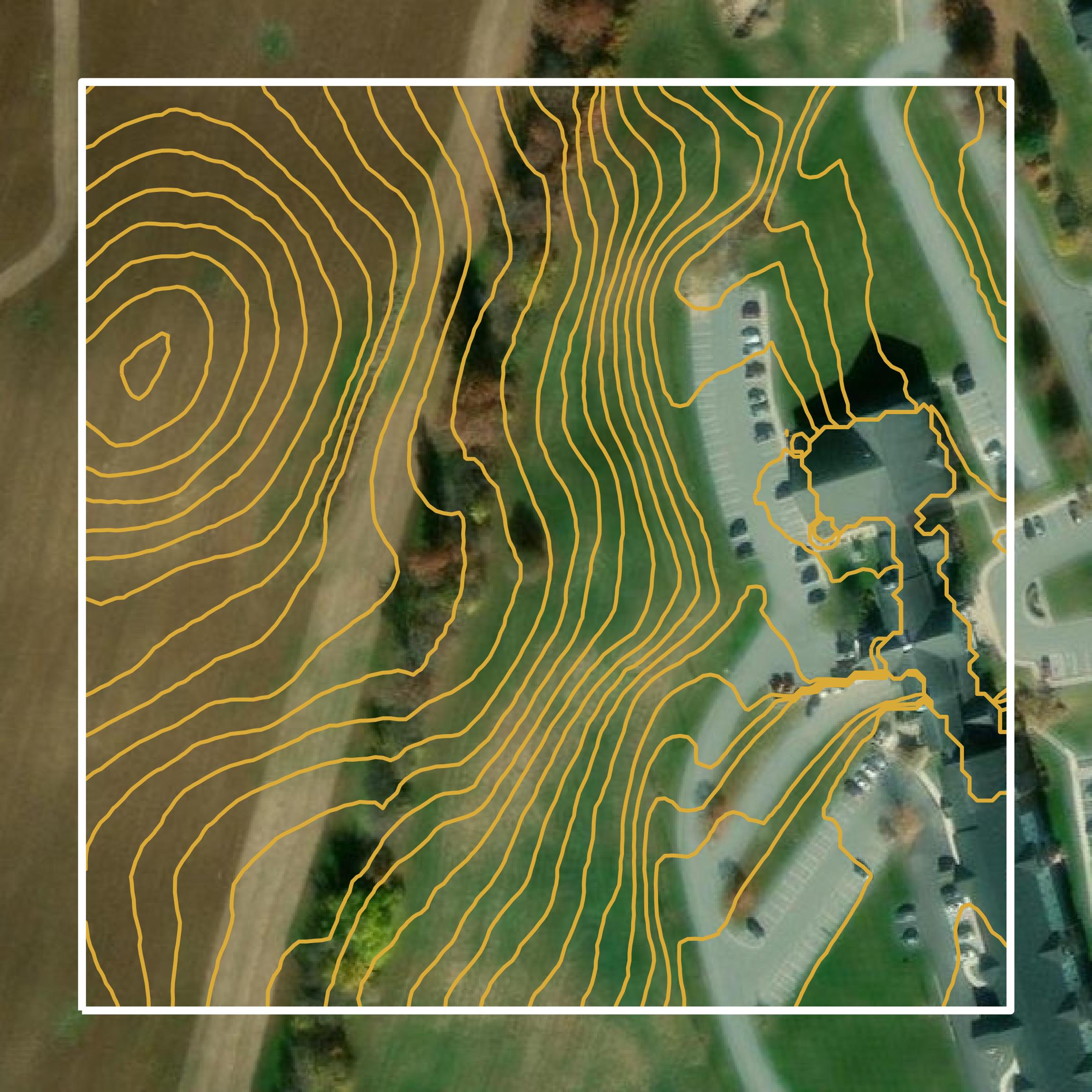 This image shows a contour map in Franklin County created using GIS data in Equator.
