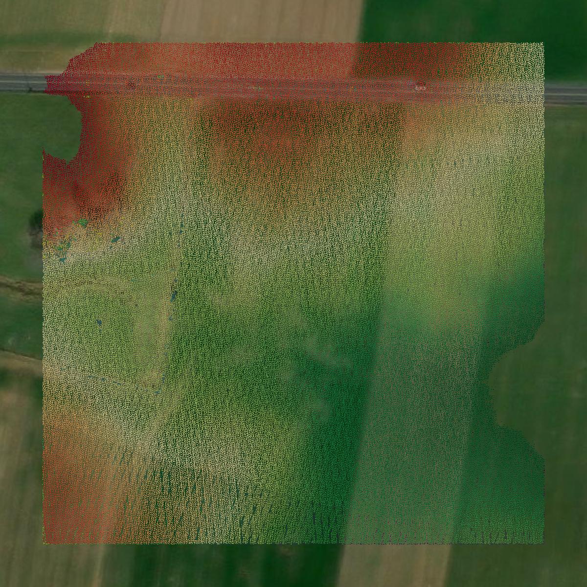 This image shows a LiDAR point cloud in Franklin County created using GIS data in Equator.