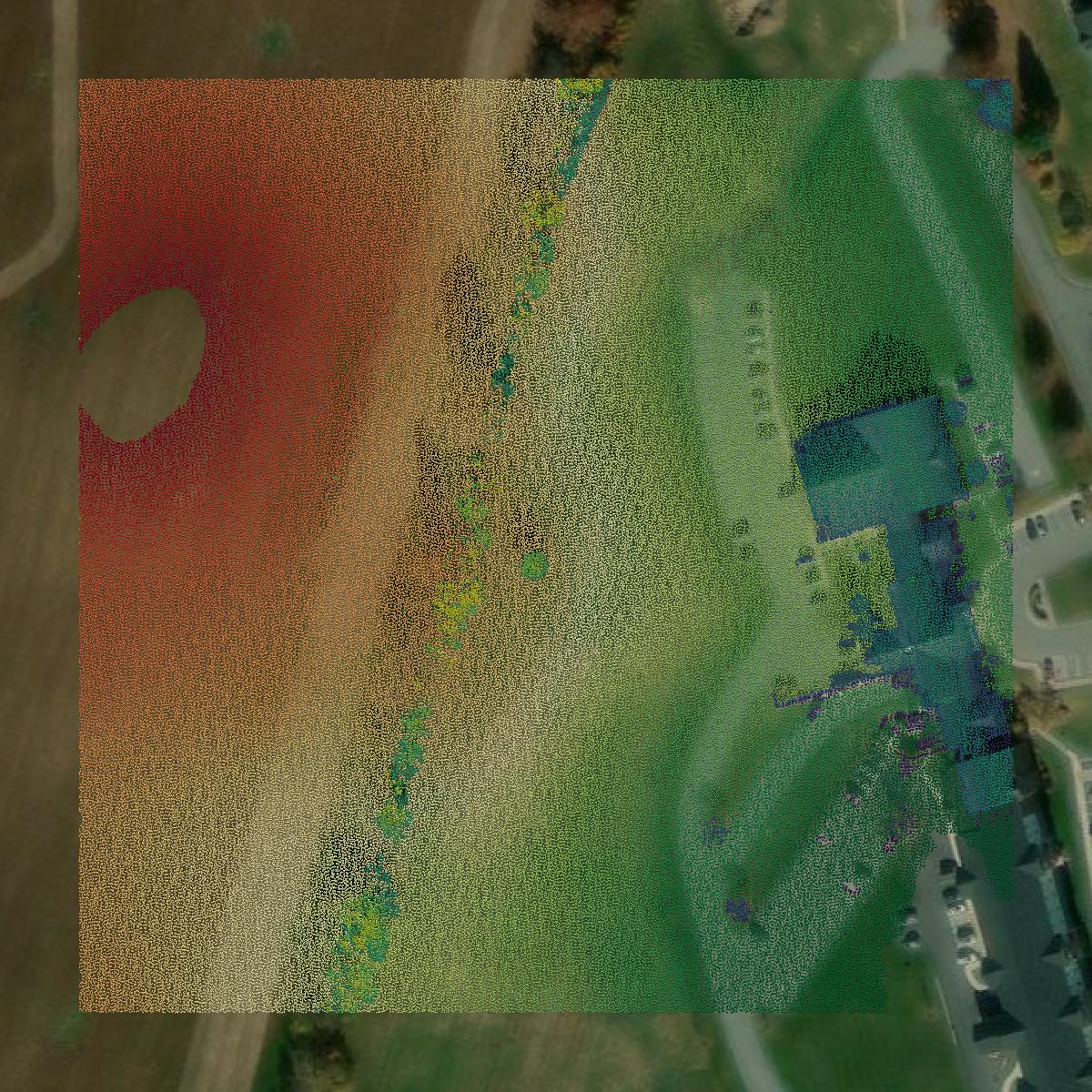 This image shows a LiDAR point cloud in Franklin County created using GIS data in Equator.