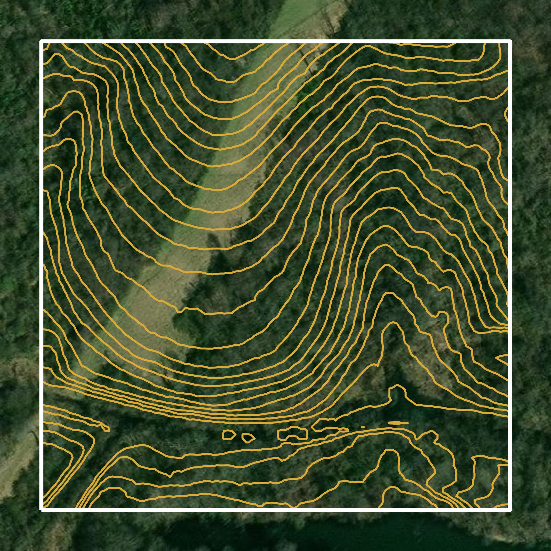 This image shows a contour map in Greene County created using GIS data in Equator.