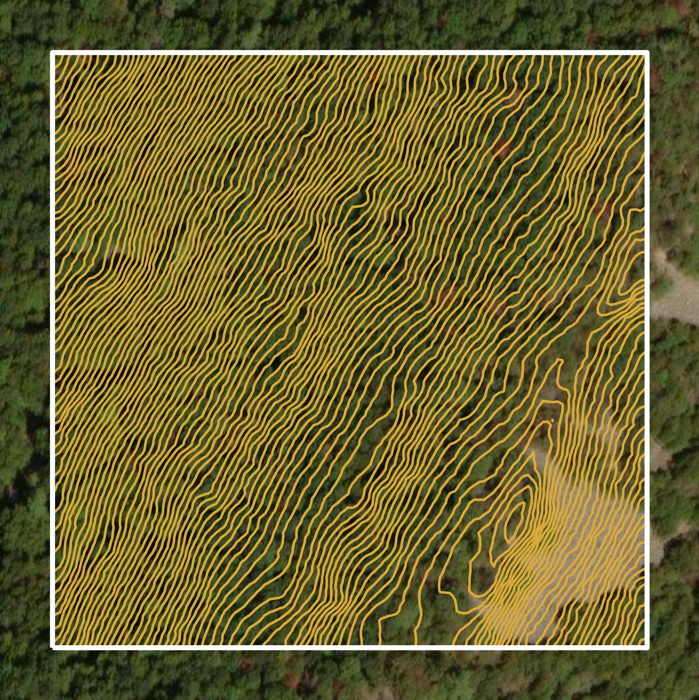 This image shows a contour map in Huntingdon County created using GIS data in Equator.