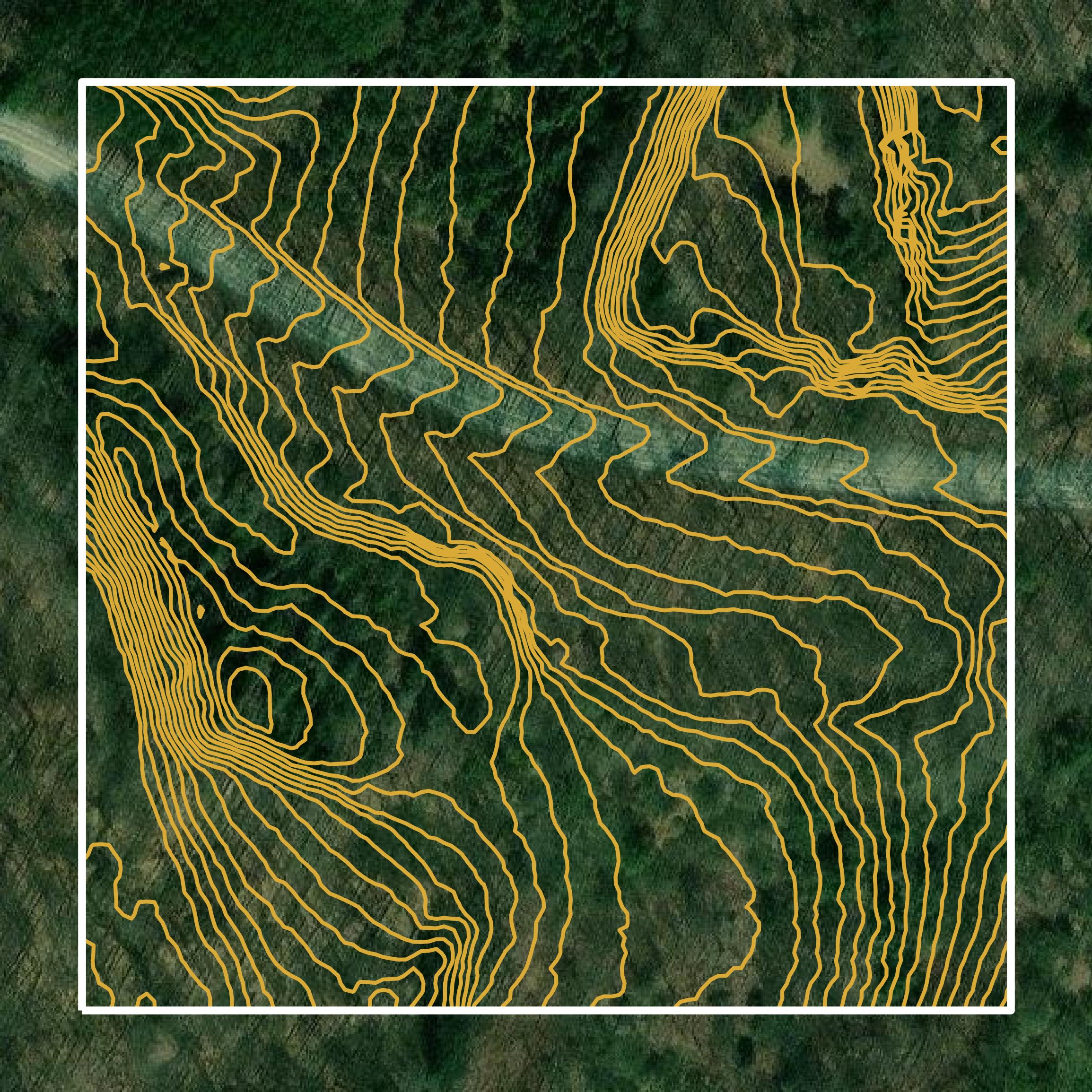 This image shows a contour map in Indiana County created using GIS data in Equator.