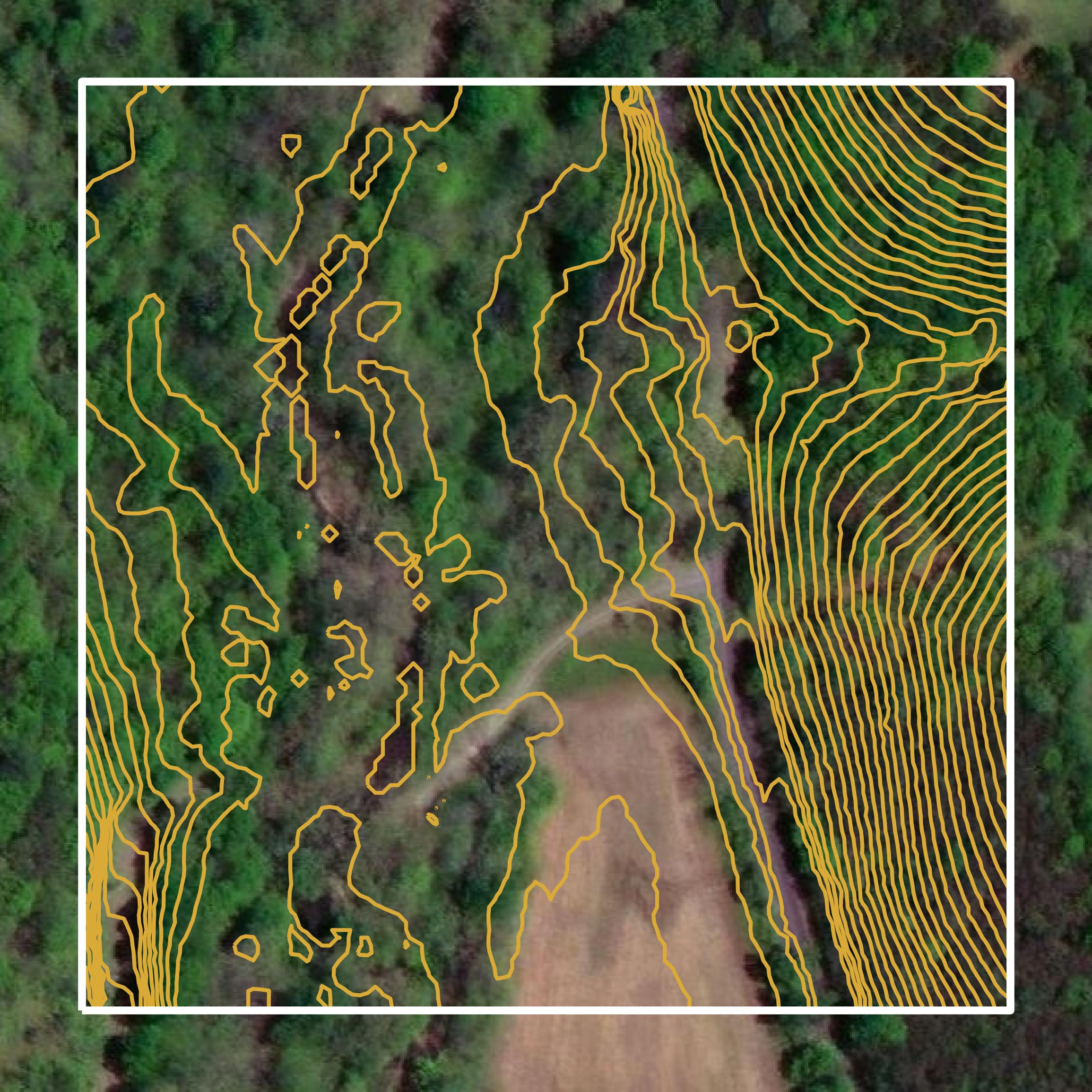 This image shows a contour map in Juniata County created using GIS data in Equator.