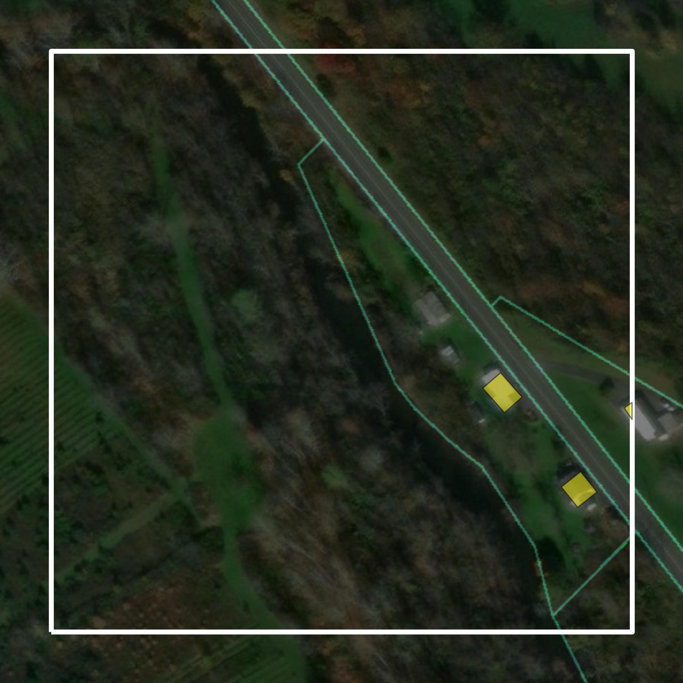 This image shows parcel and building data in Juniata County created using GIS data in Equator.