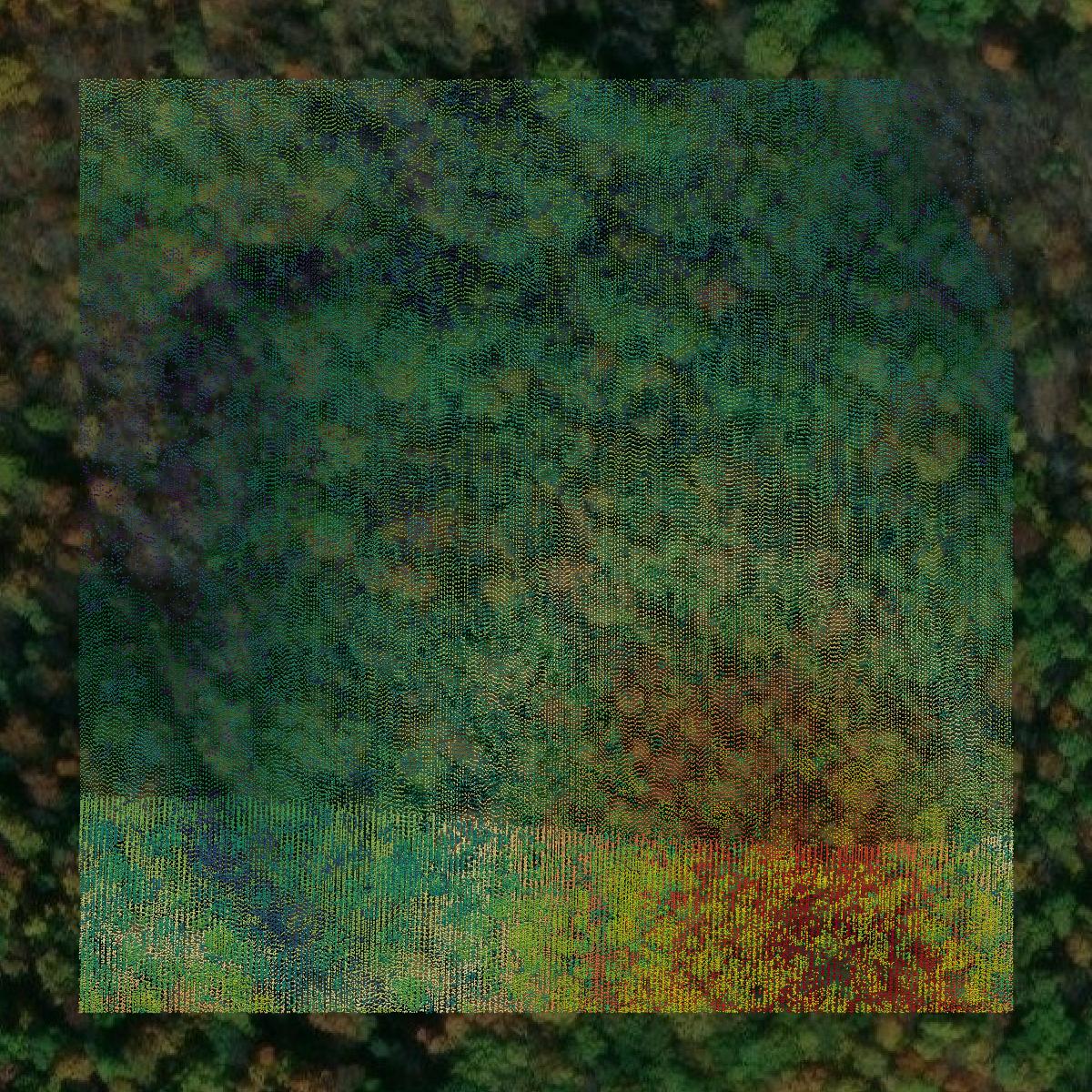 This image shows a LiDAR point cloud in Juniata County created using GIS data in Equator.