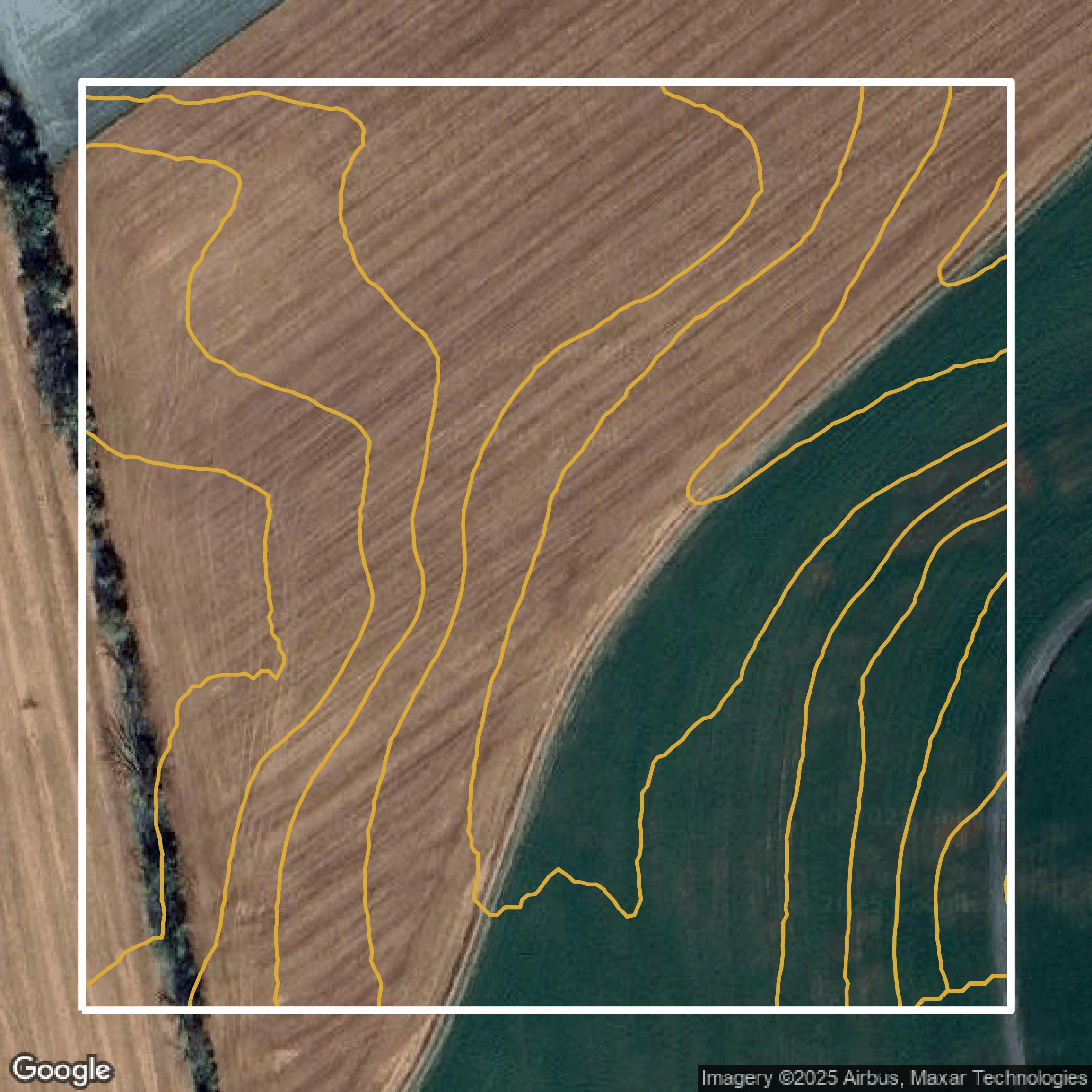 This image shows a contour map in Lancaster County created using GIS data in Equator.