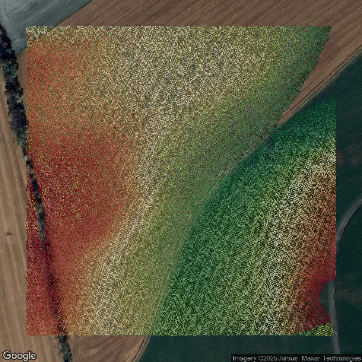 This image shows a LiDAR point cloud in Lancaster County created using GIS data in Equator.