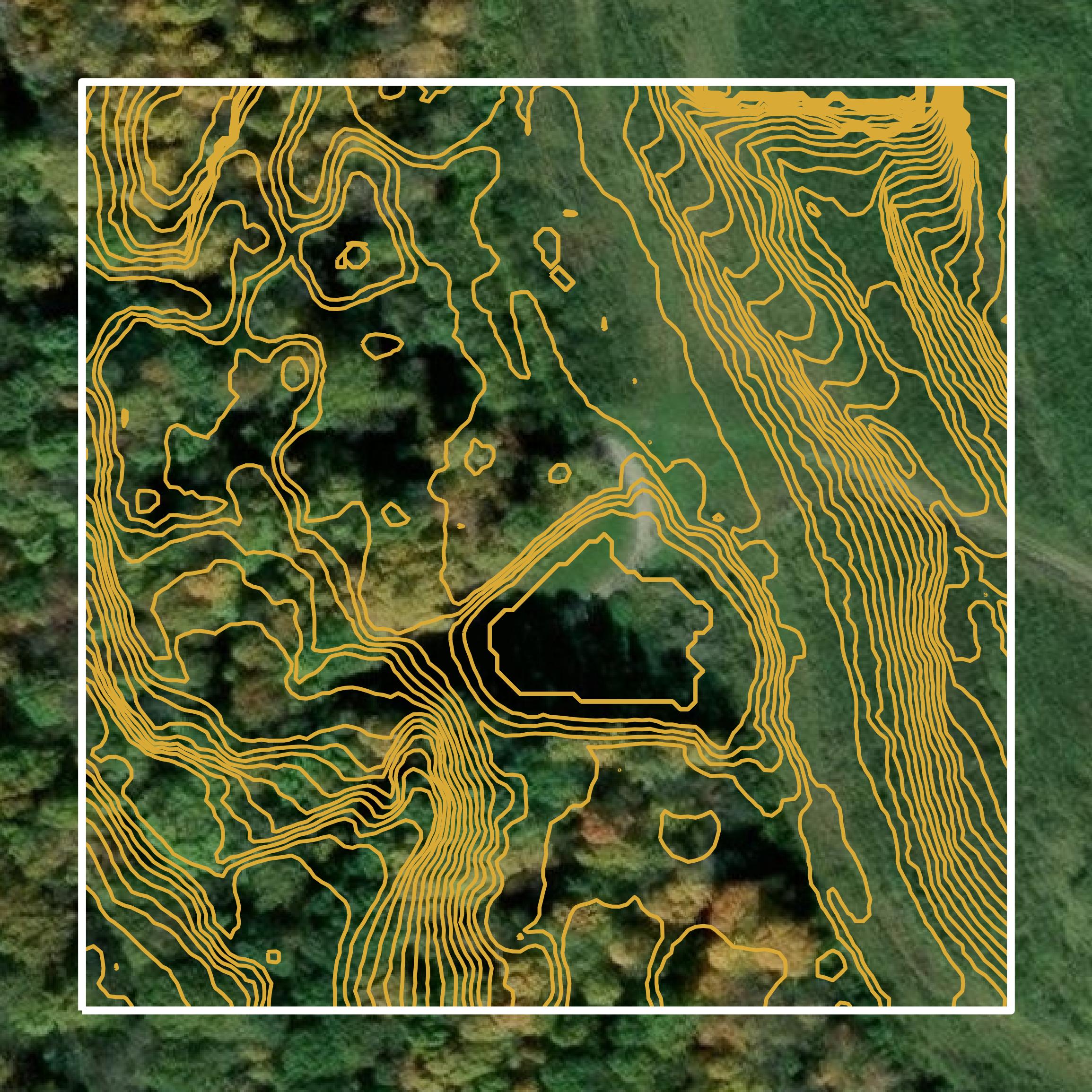 This image shows a contour map in Lawrence County created using GIS data in Equator.