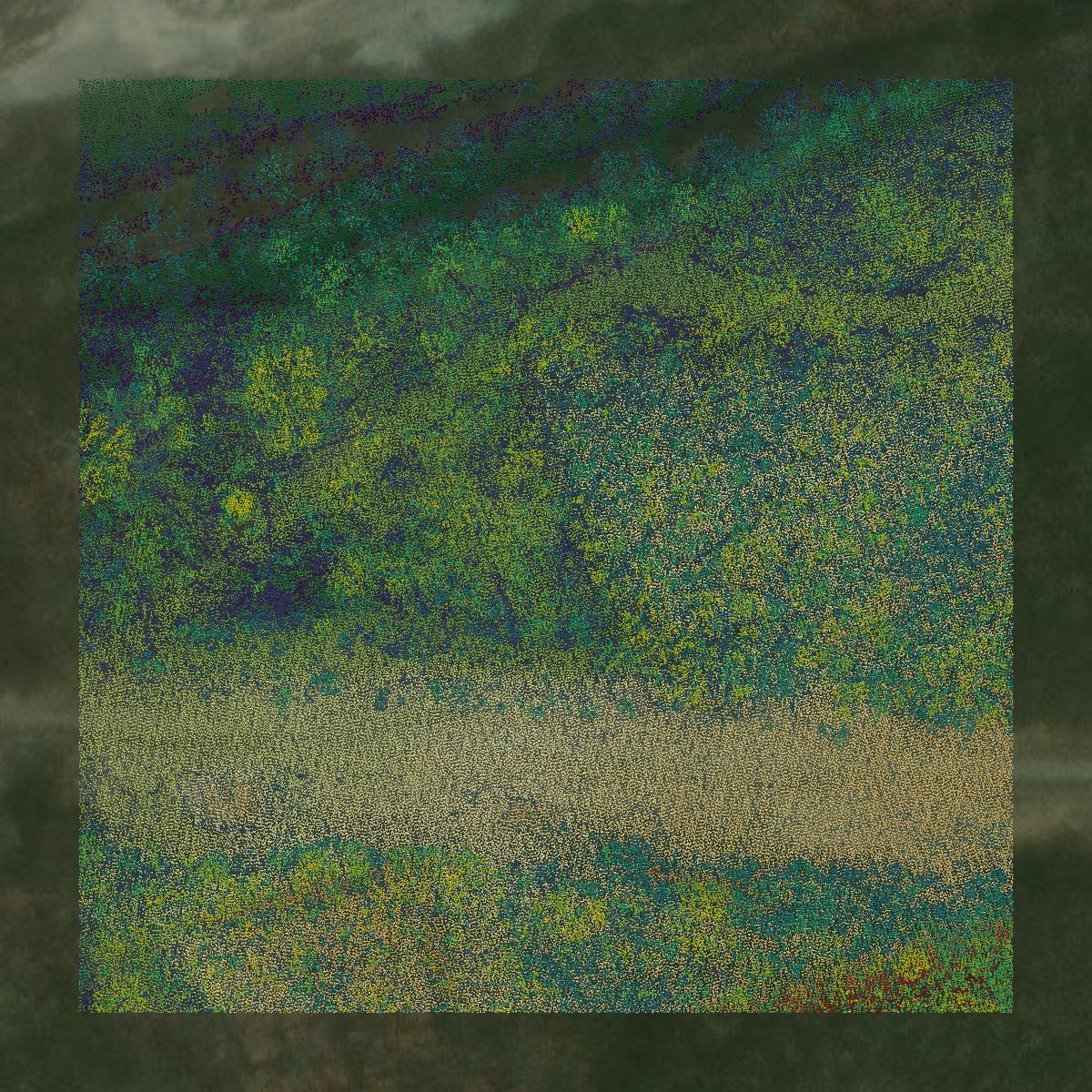This image shows a LiDAR point cloud in Lawrence County created using GIS data in Equator.