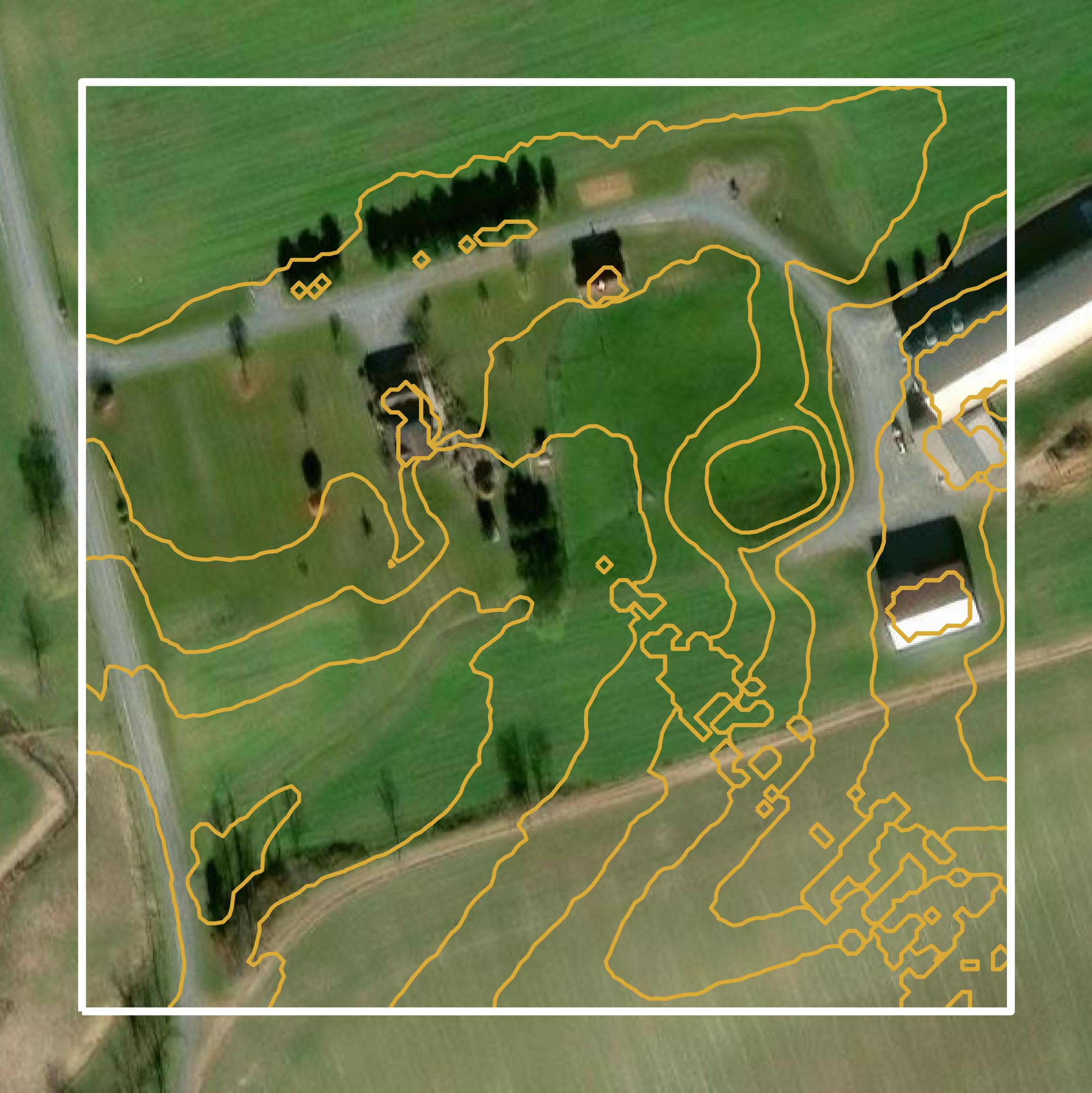 This image shows a contour map in Lebanon County created using GIS data in Equator.