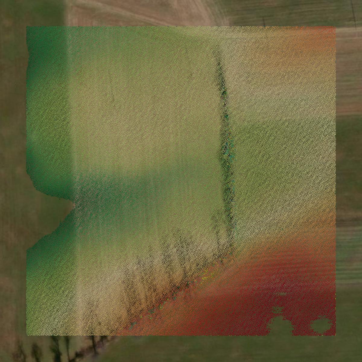 This image shows a LiDAR point cloud in Lebanon County created using GIS data in Equator.