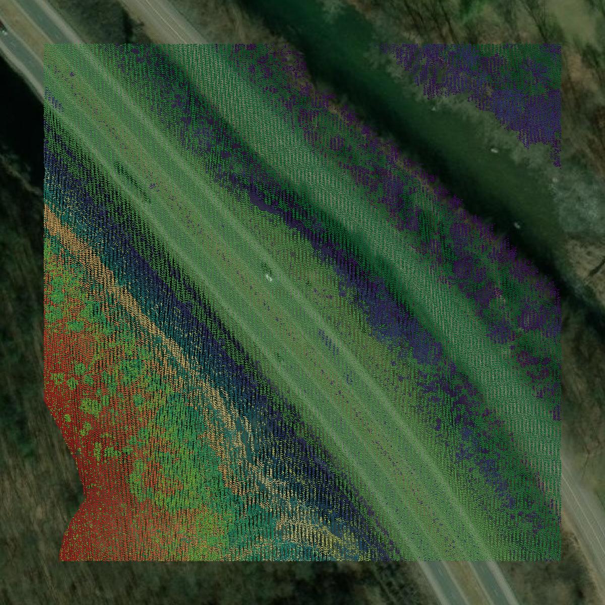 This image shows a LiDAR point cloud in Lycoming County created using GIS data in Equator.