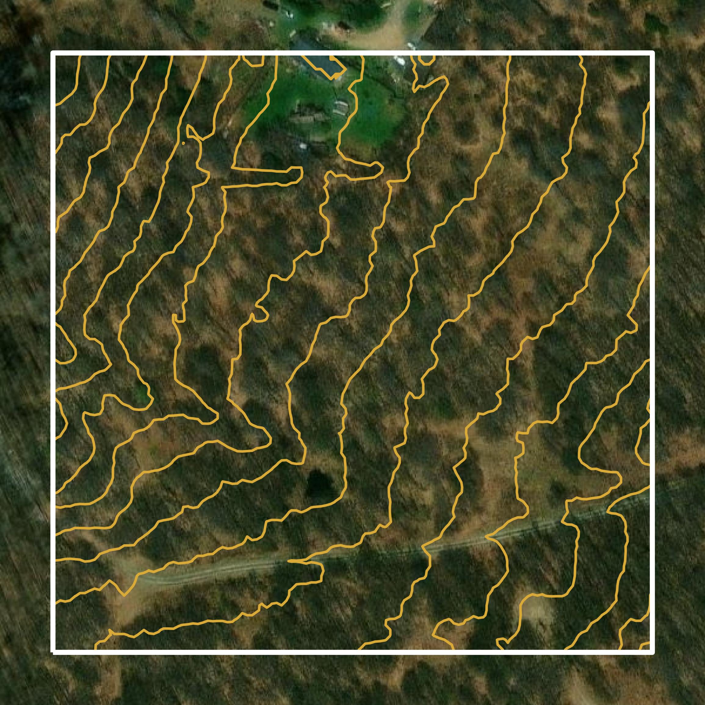 This image shows a contour map in McKean County created using GIS data in Equator.