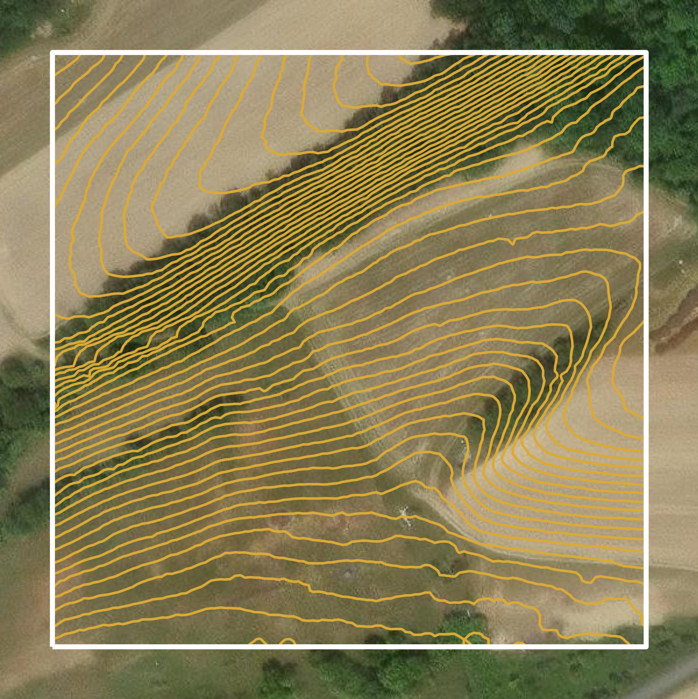This image shows a contour map in Mifflin County created using GIS data in Equator.