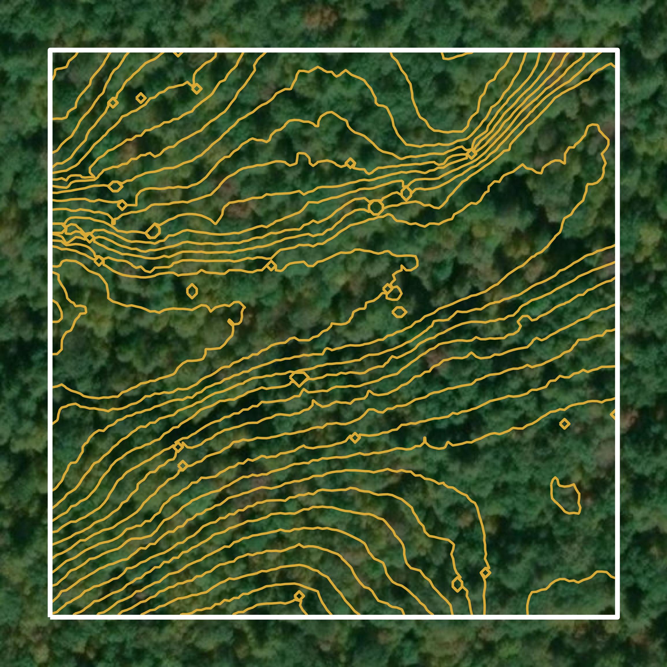 This image shows a contour map in Monroe County created using GIS data in Equator.