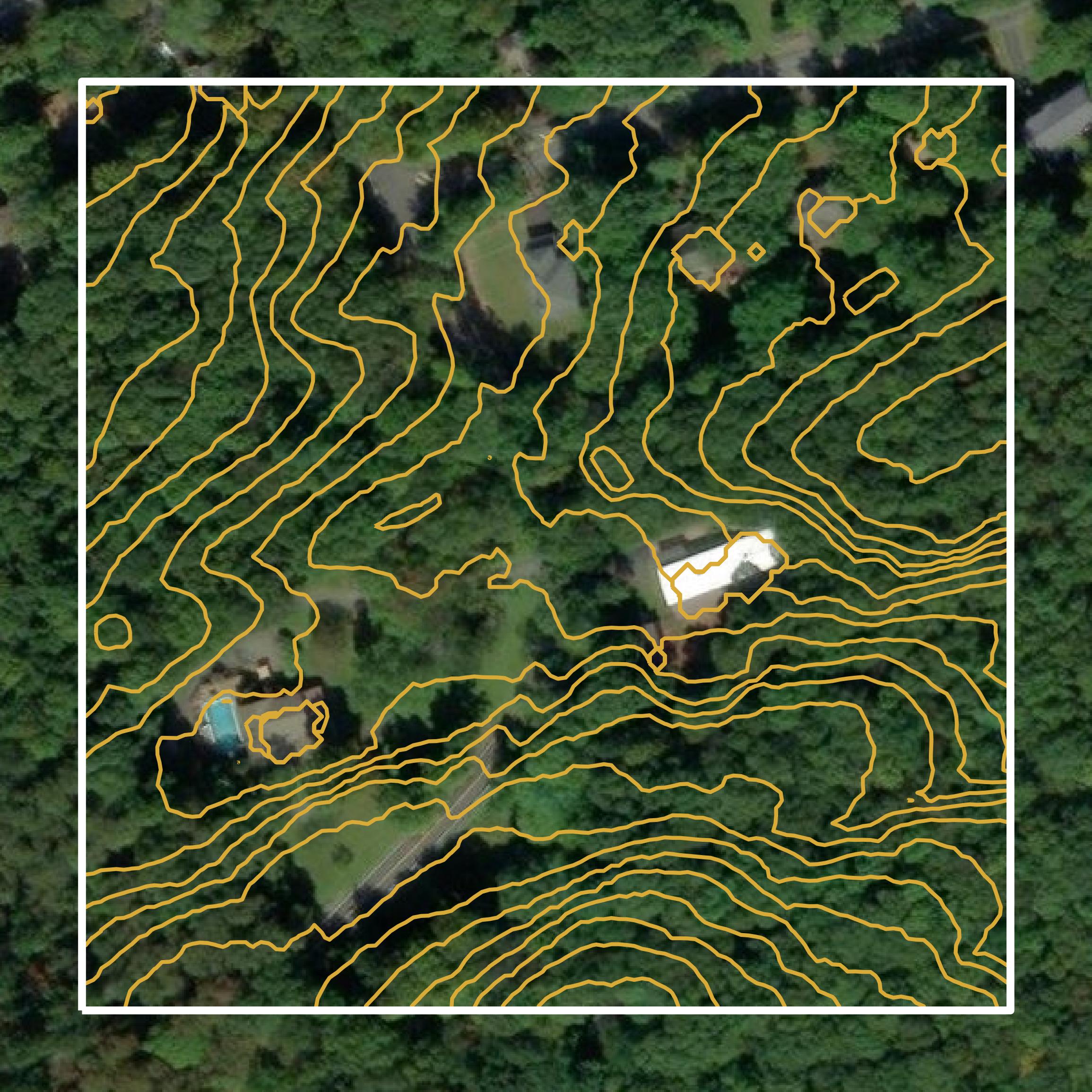 This image shows a contour map in Monroe County created using GIS data in Equator.
