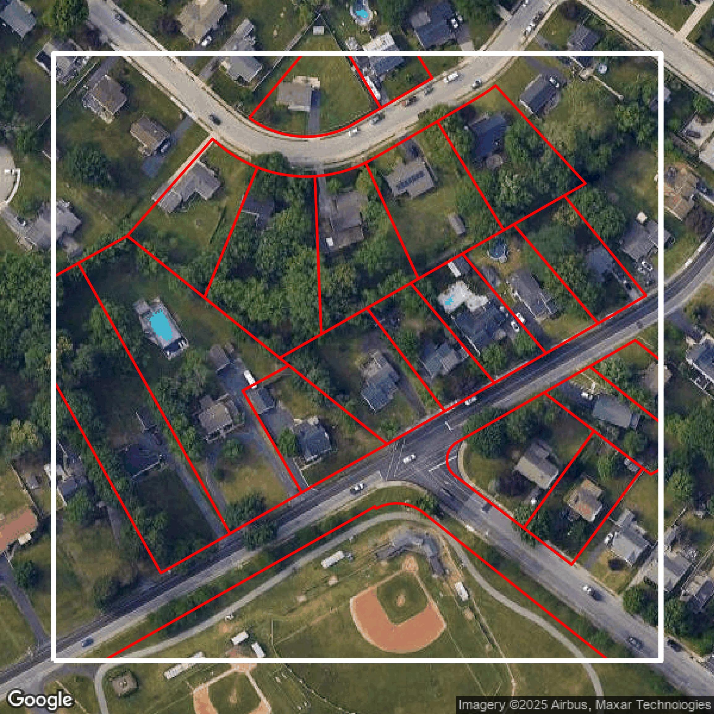 This image shows parcel data in Montgomery County created using GIS data in Equator.