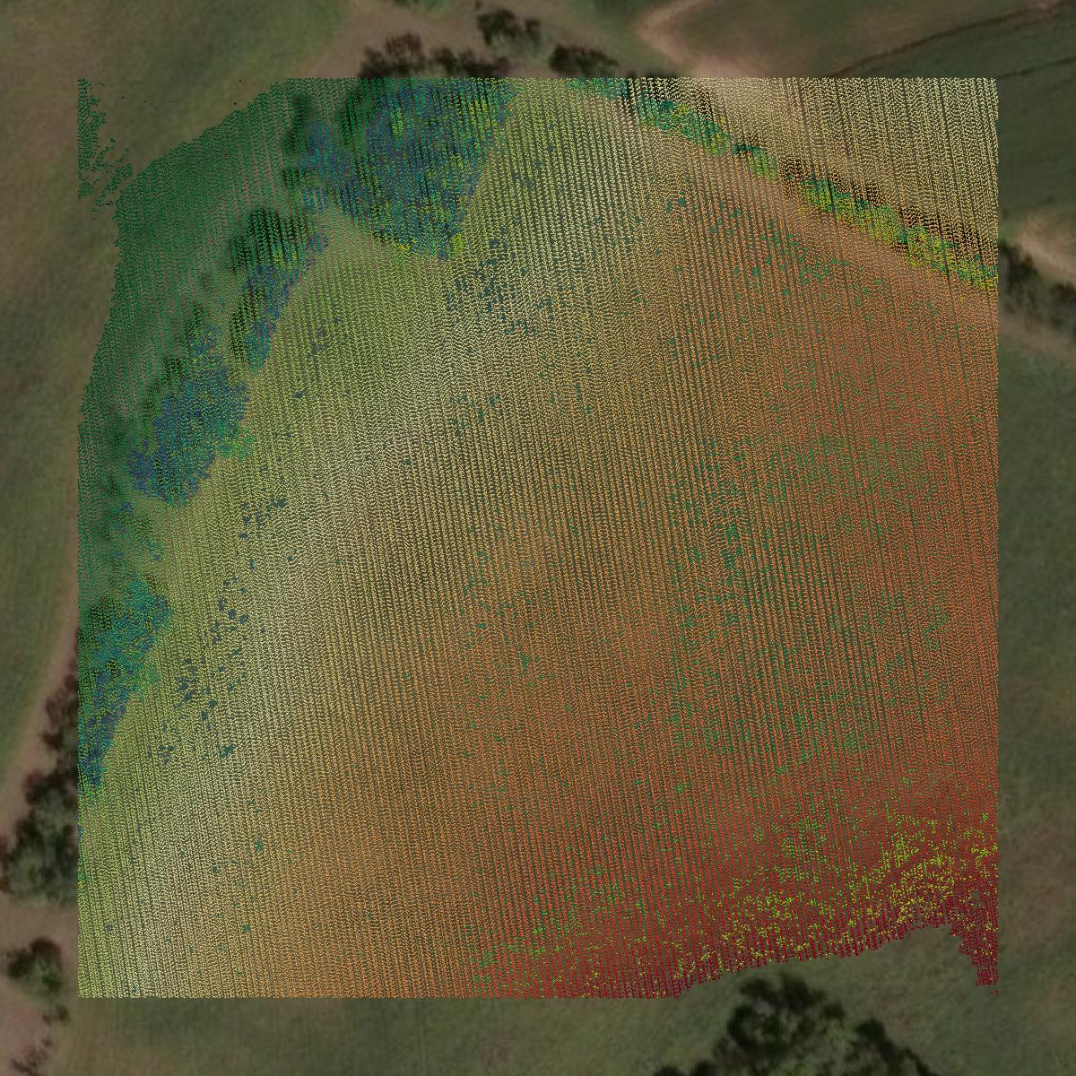 This image shows a LiDAR point cloud in Montour County created using GIS data in Equator.