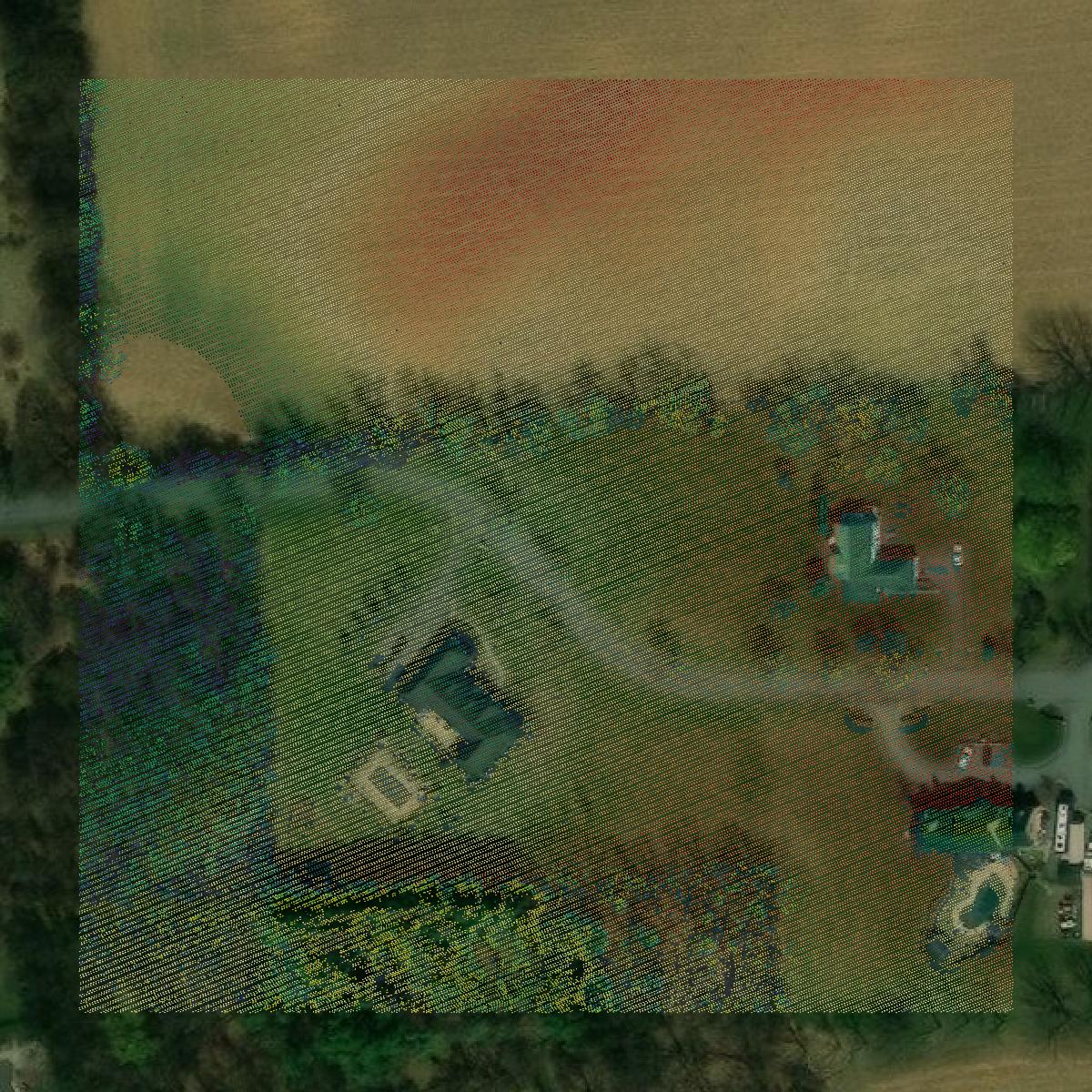 This image shows a LiDAR point cloud in Northampton County created using GIS data in Equator.