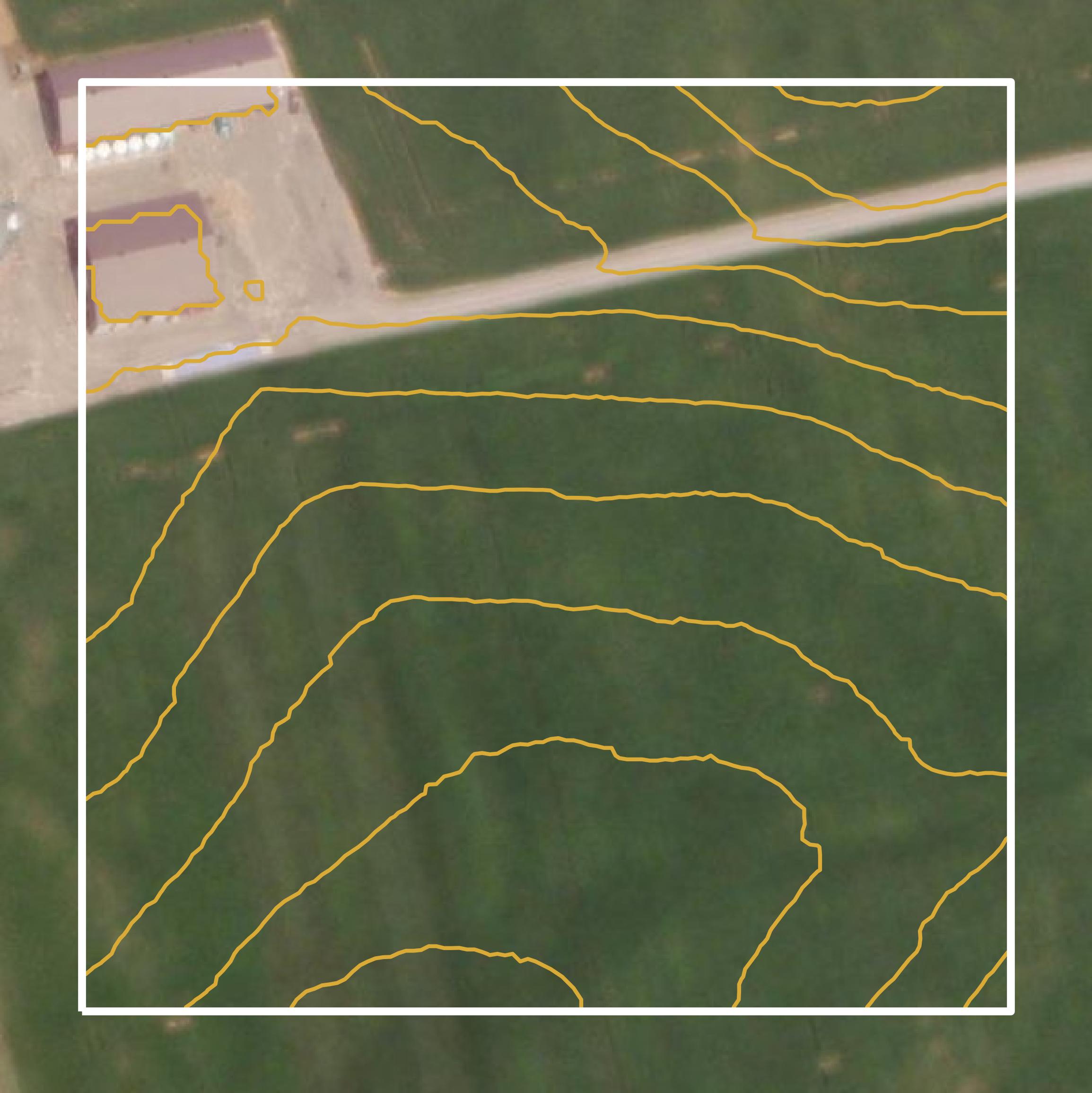This image shows a contour map in Northumberland County created using GIS data in Equator.