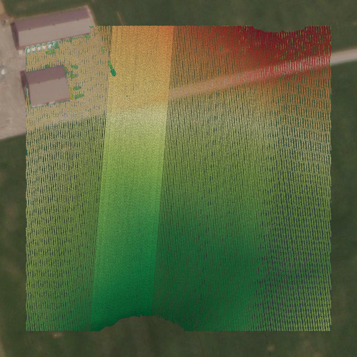 This image shows a LiDAR point cloud in Northumberland County created using GIS data in Equator.