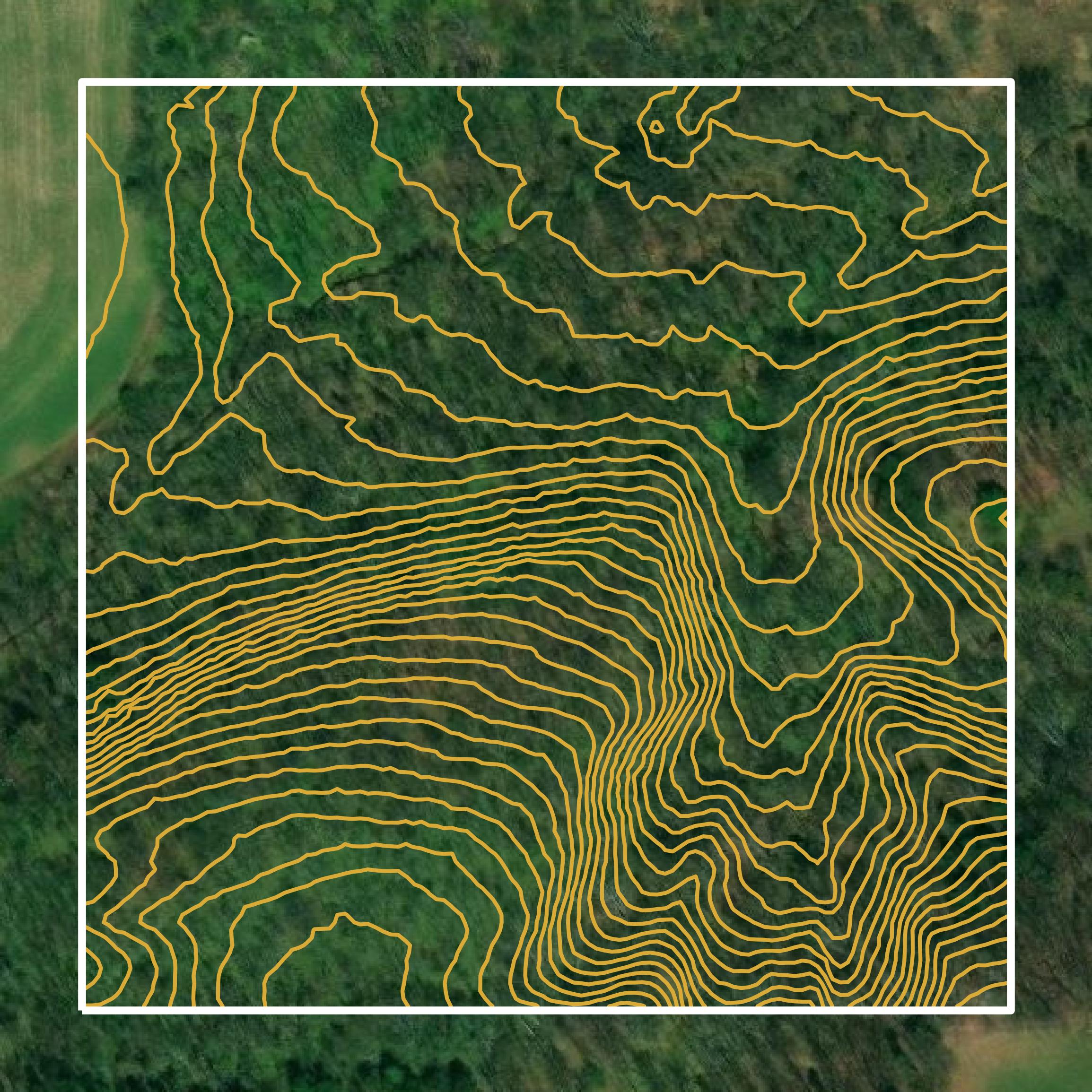 This image shows a contour map in Perry County created using GIS data in Equator.