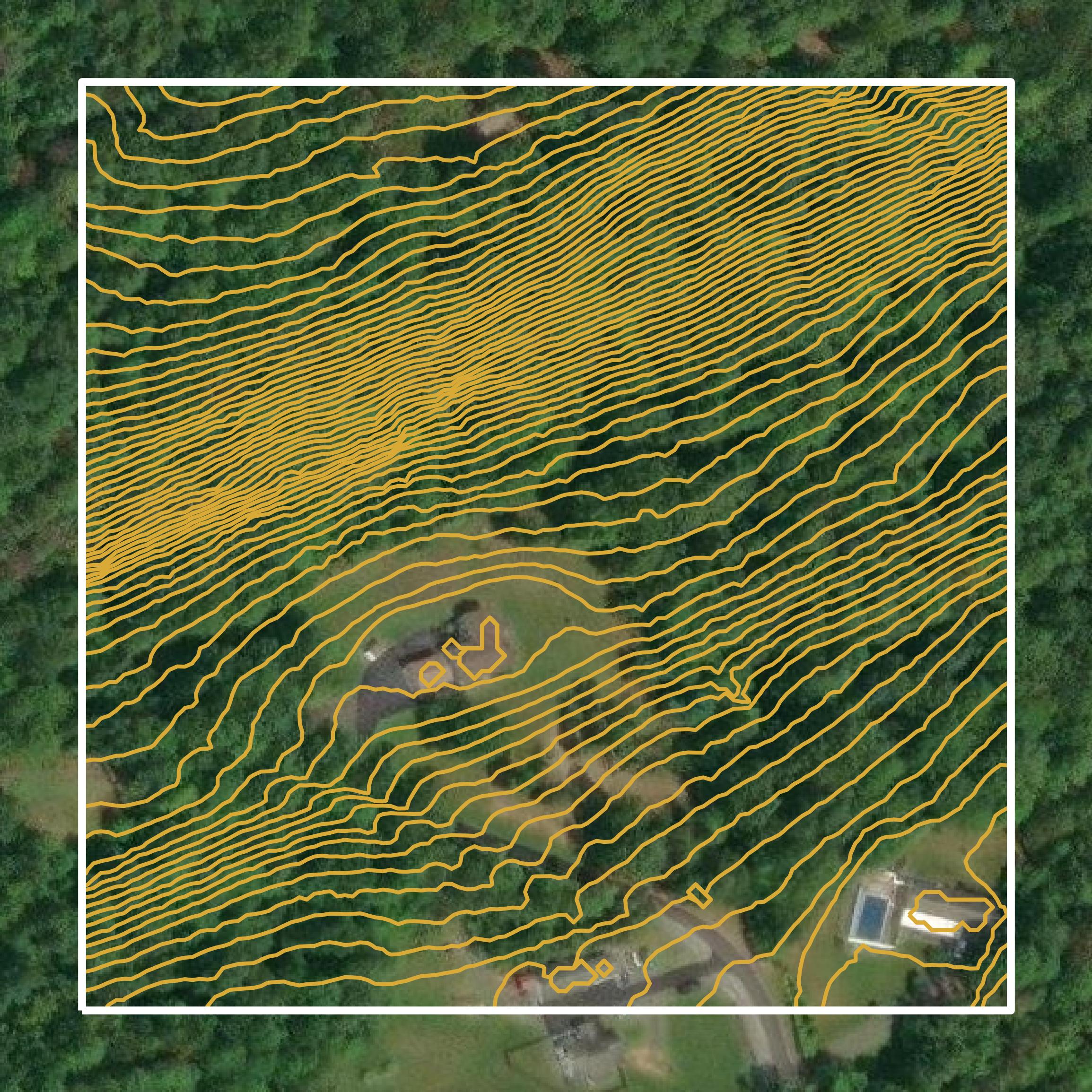 This image shows a contour map in Perry County created using GIS data in Equator.