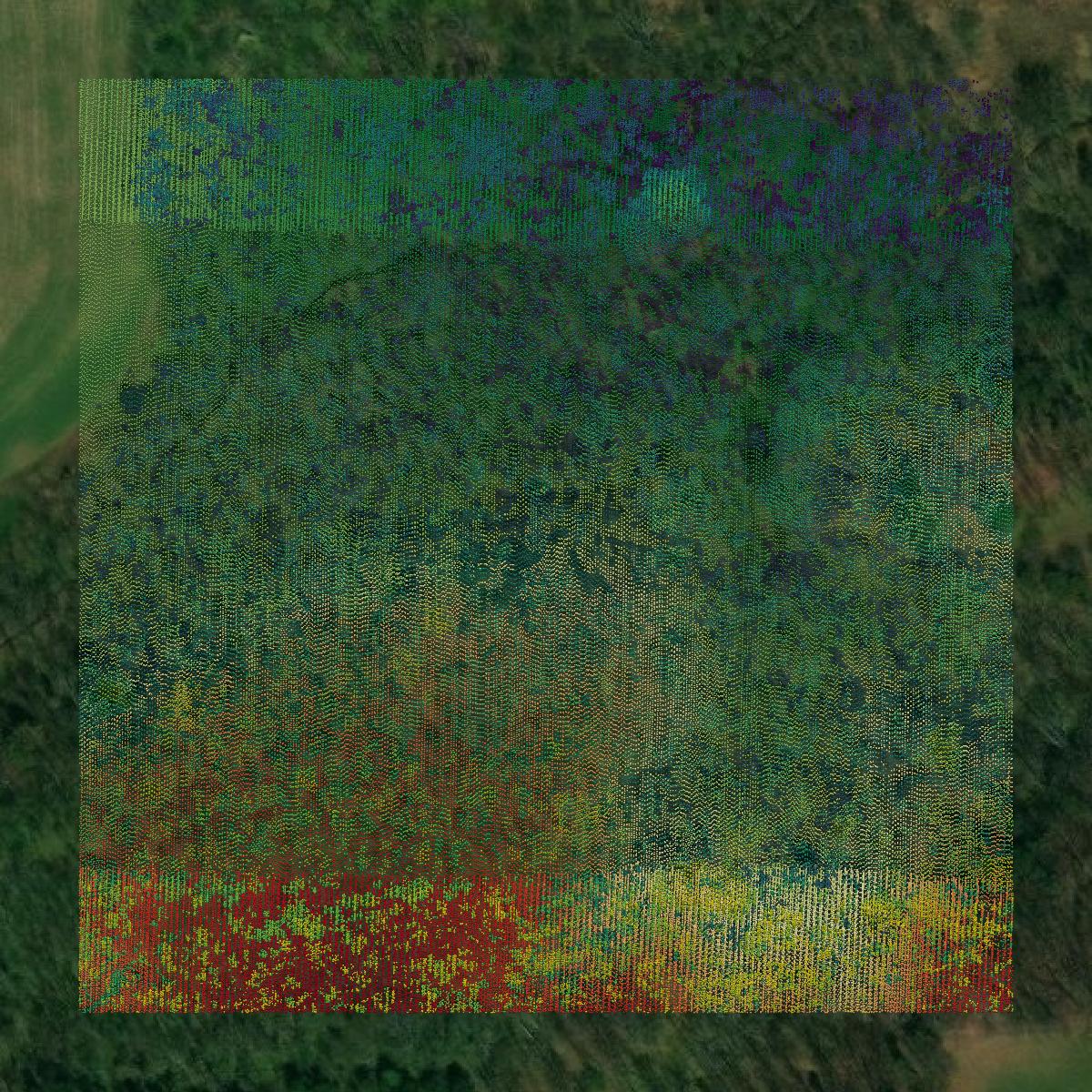 This image shows a LiDAR point cloud in Perry County created using GIS data in Equator.