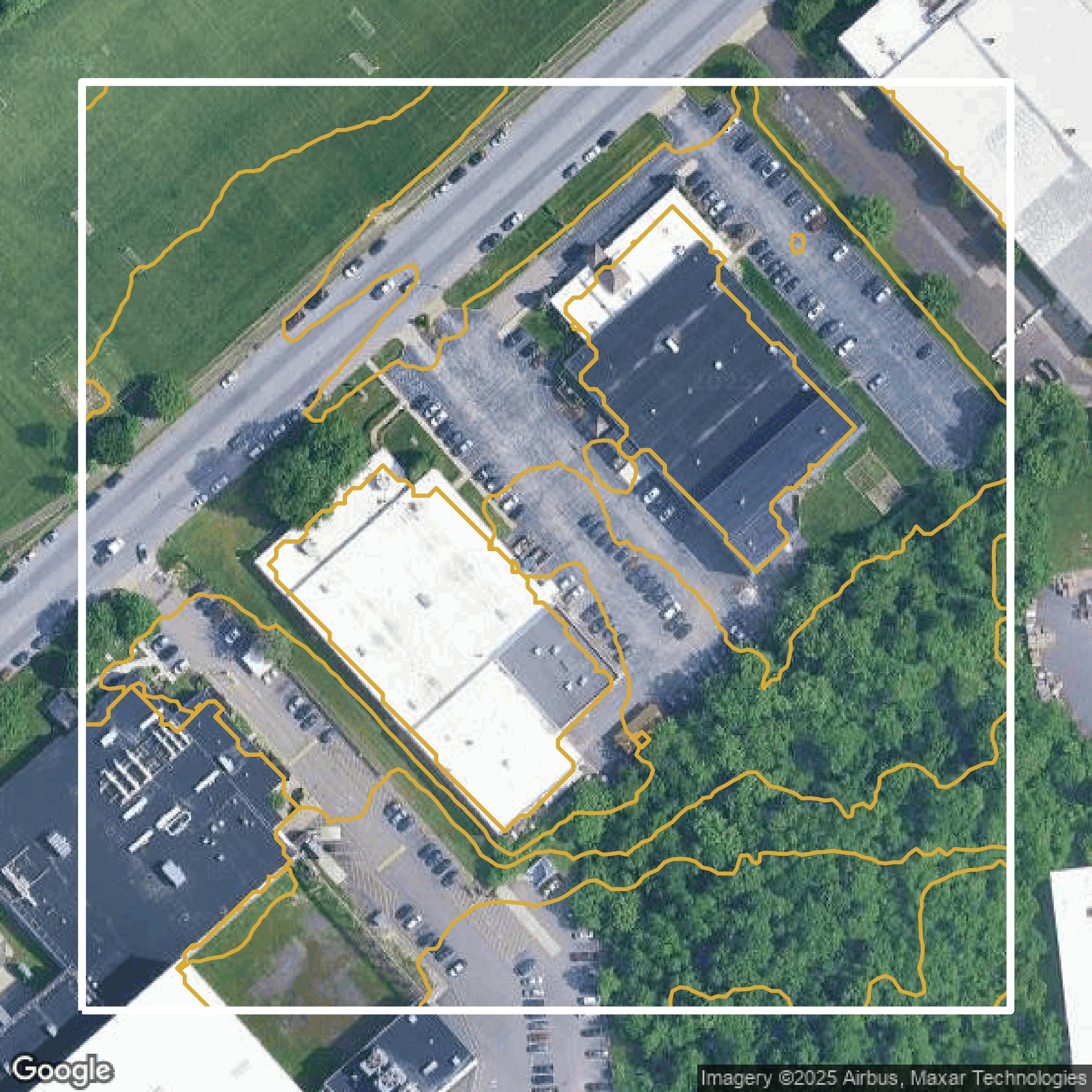 This image shows a contour map in Philadelphia County created using GIS data in Equator.