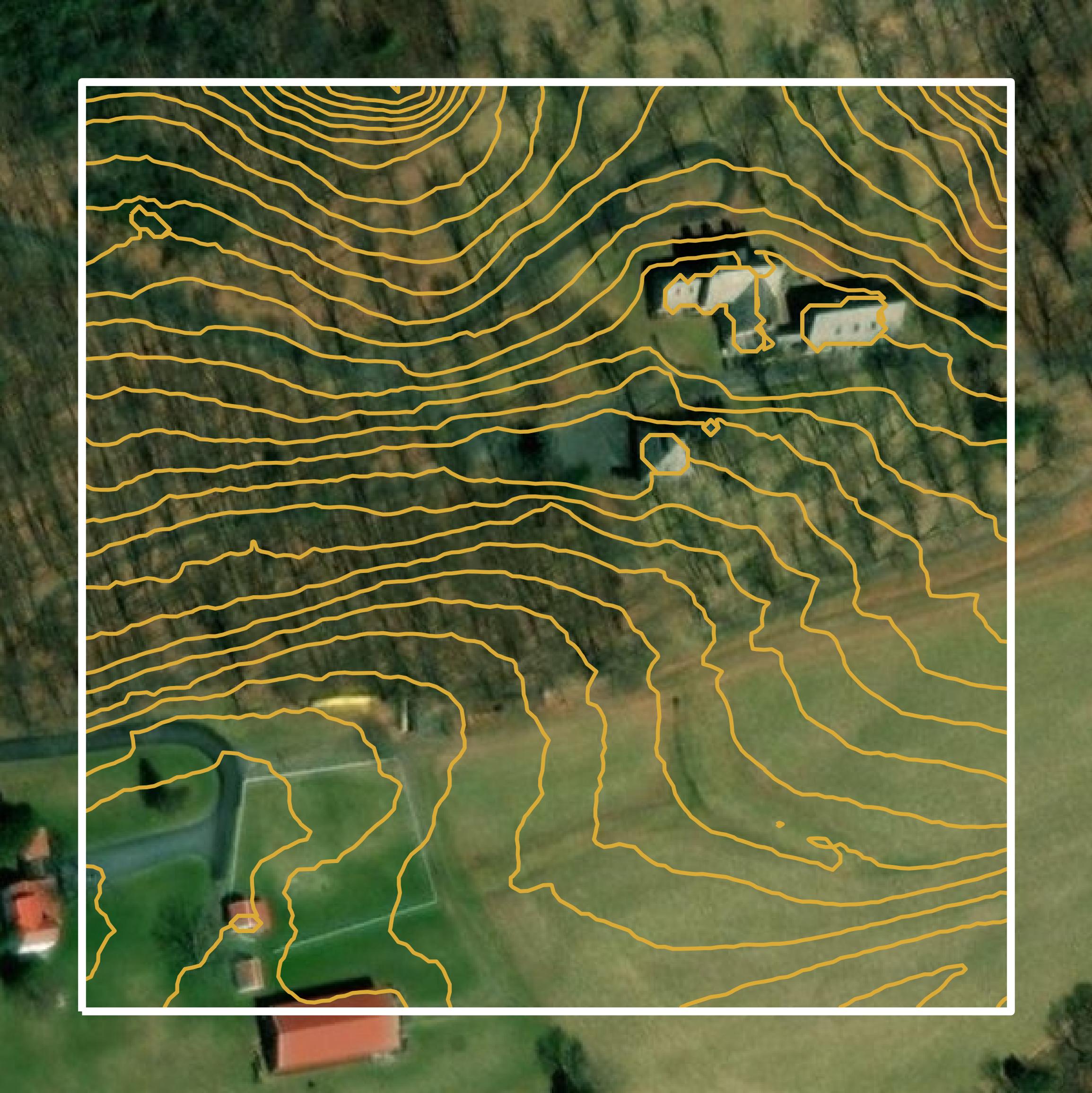 This image shows a contour map in Schuylkill County created using GIS data in Equator.